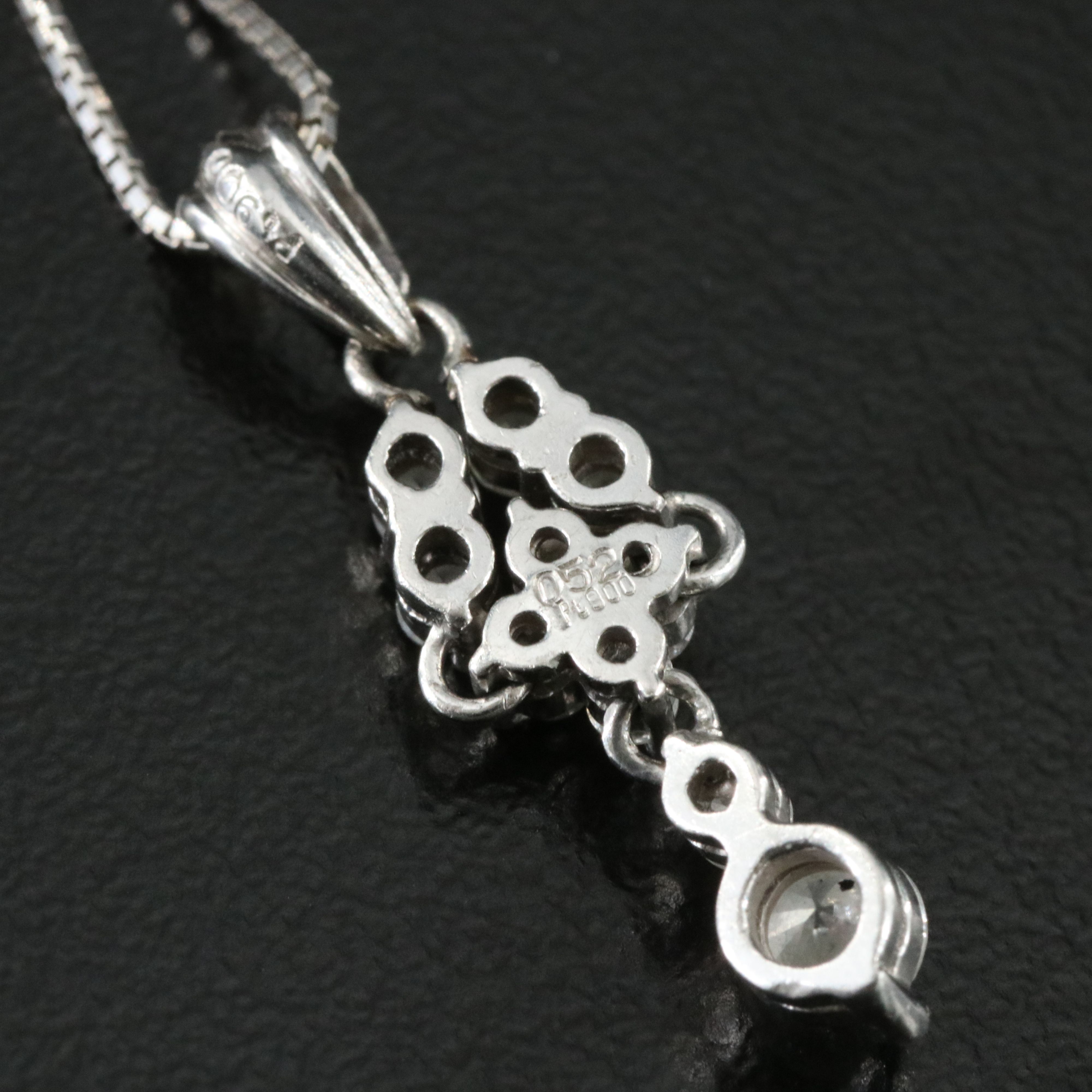 Platinum 0.48 CTW Diamond Pendant on 18K Adjustable Box Chain Necklace