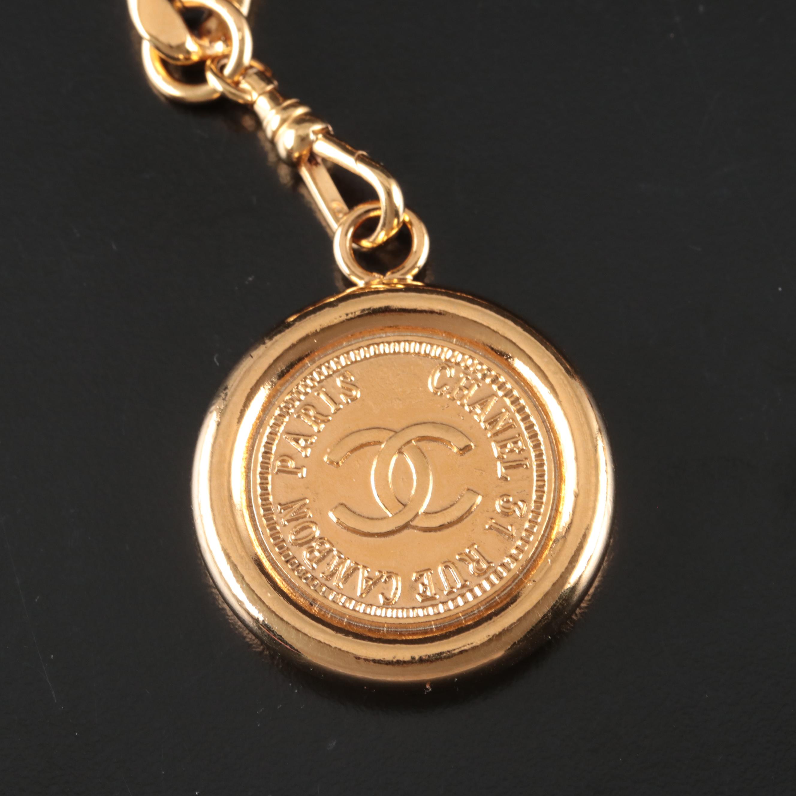 Chanel Medallion Logo Leather/Chain Belt