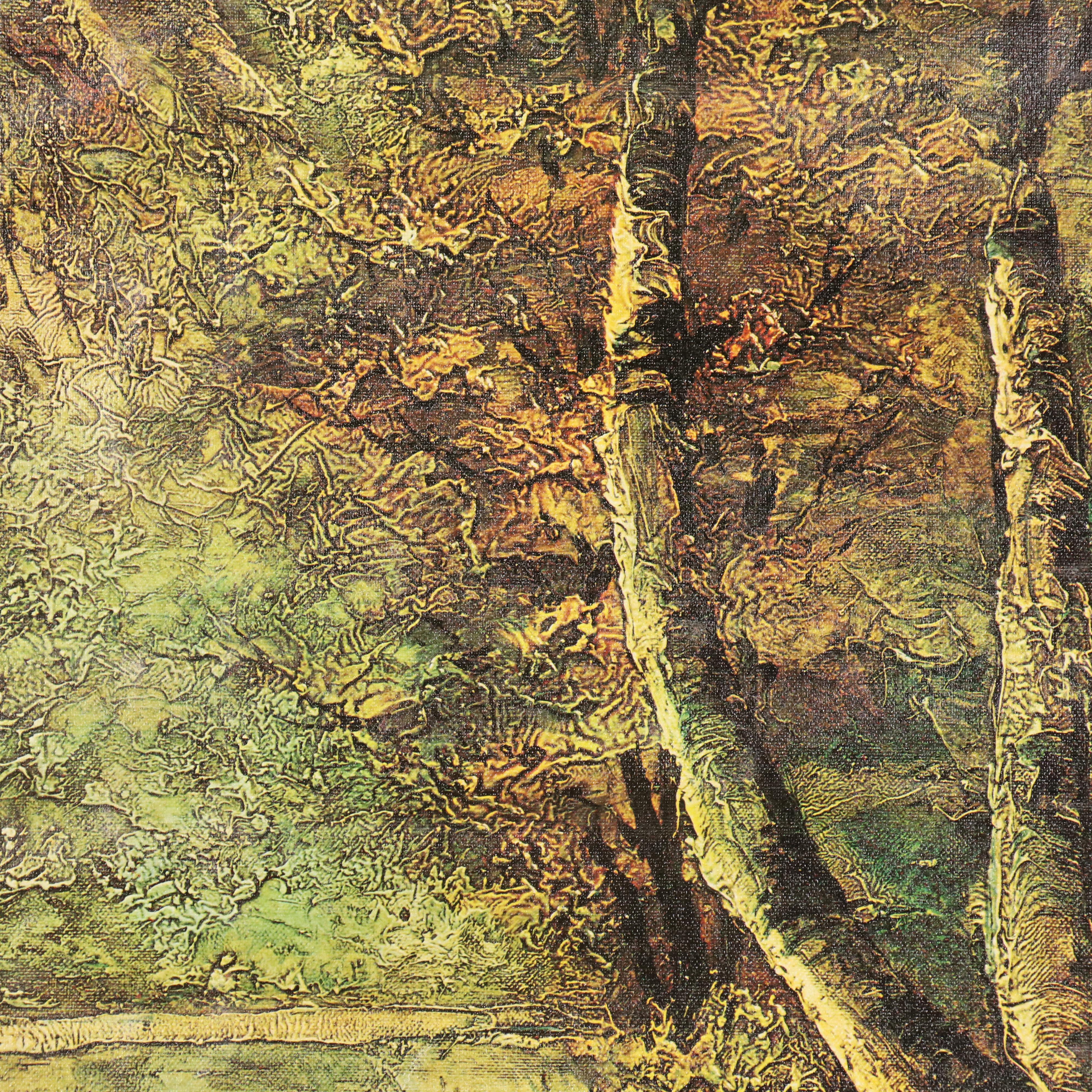 Offset Lithograph of Forest Pond Landscape