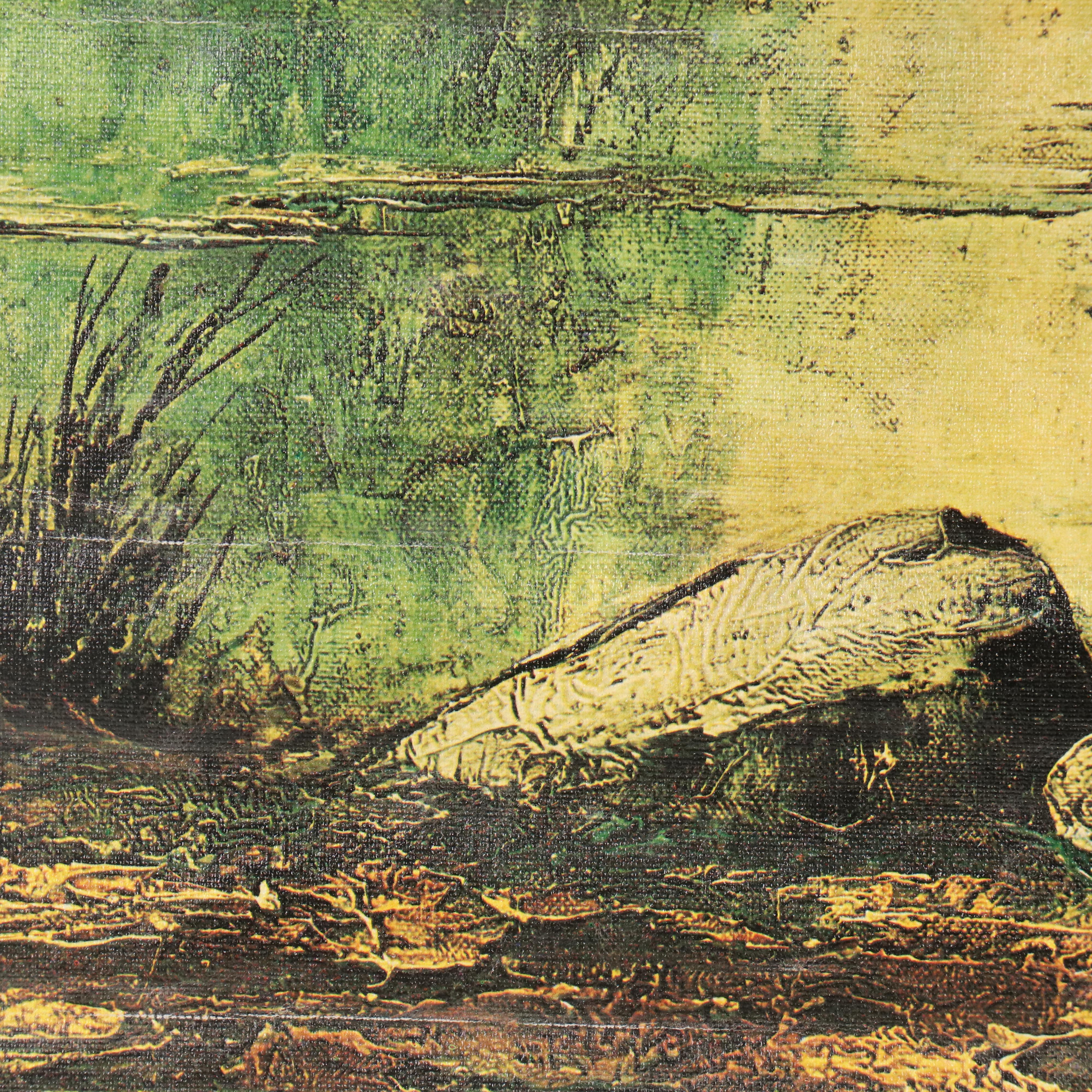 Offset Lithograph of Forest Pond Landscape