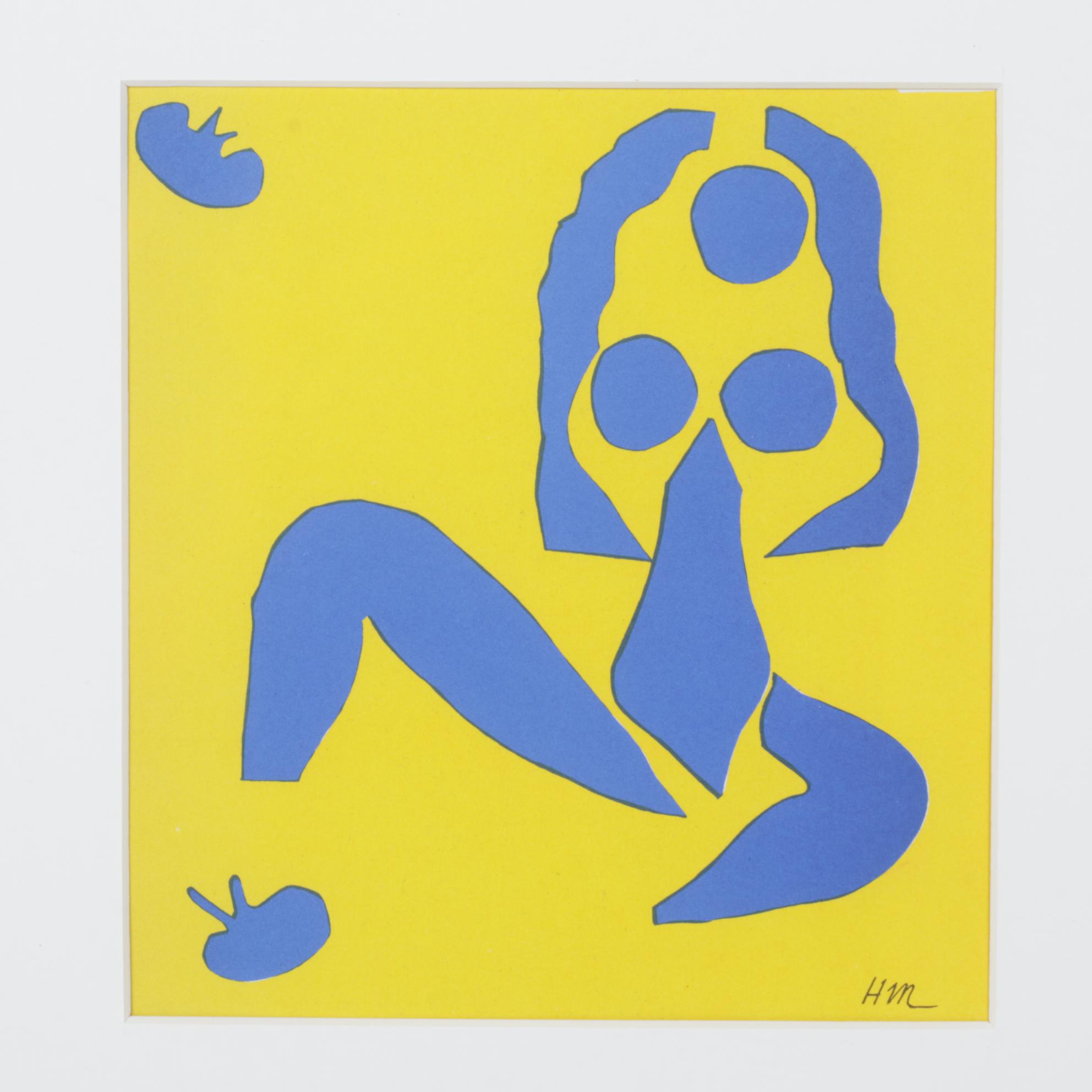 Color Lithograph after Henri Matisse Cut-Out "Nu Bleu IV"