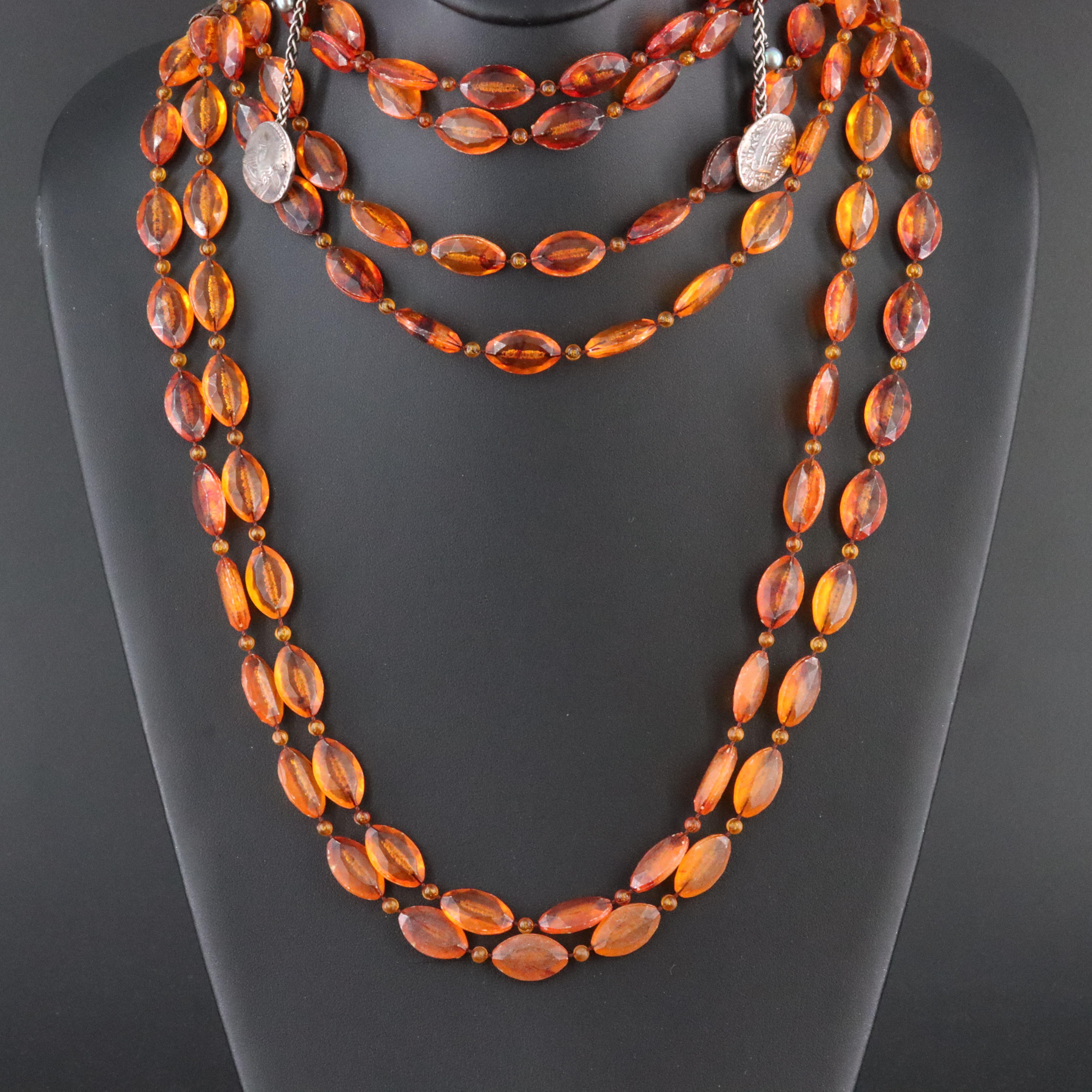 Resin Necklace with Sterling Reproduction Ancient Coin Jewelry Component