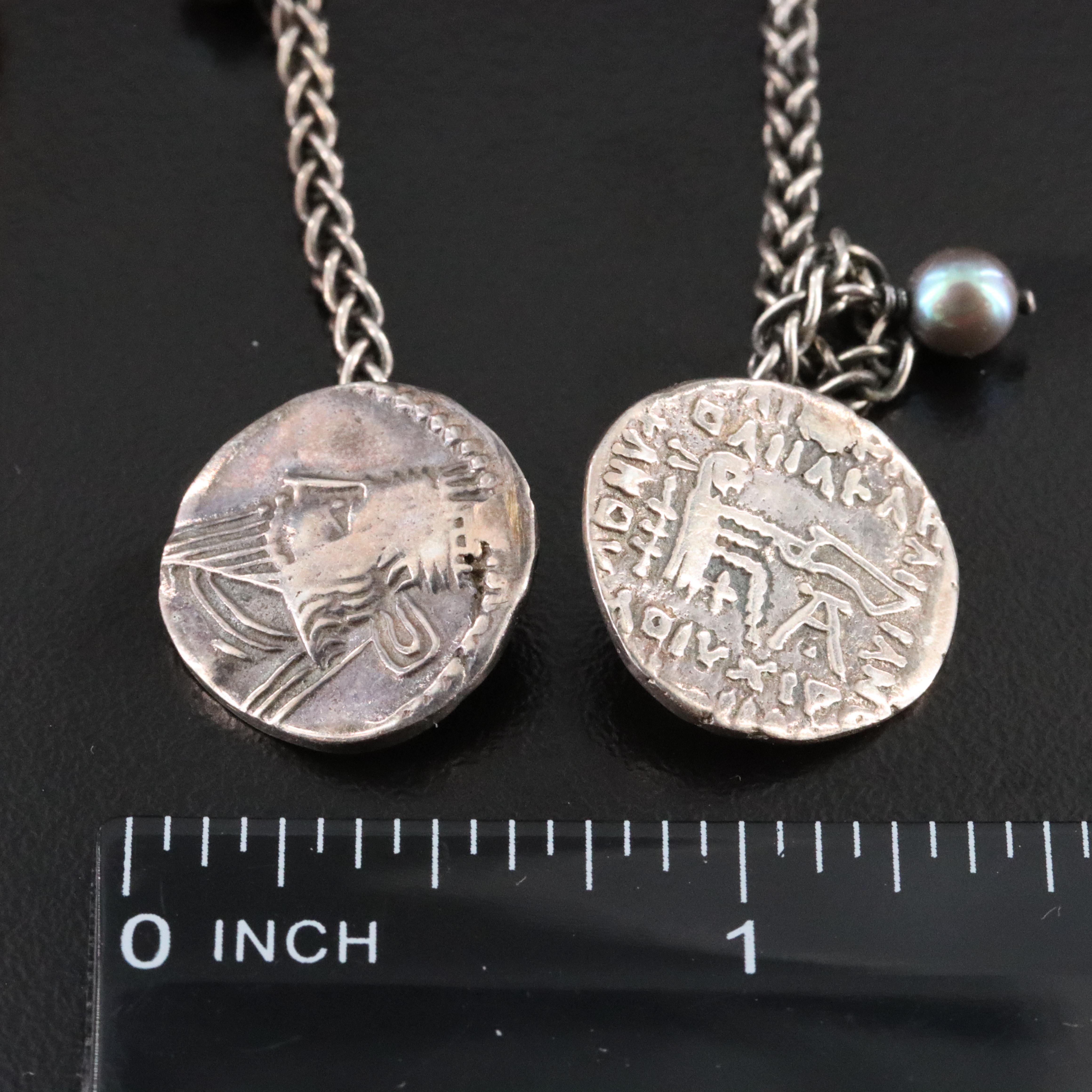 Resin Necklace with Sterling Reproduction Ancient Coin Jewelry Component