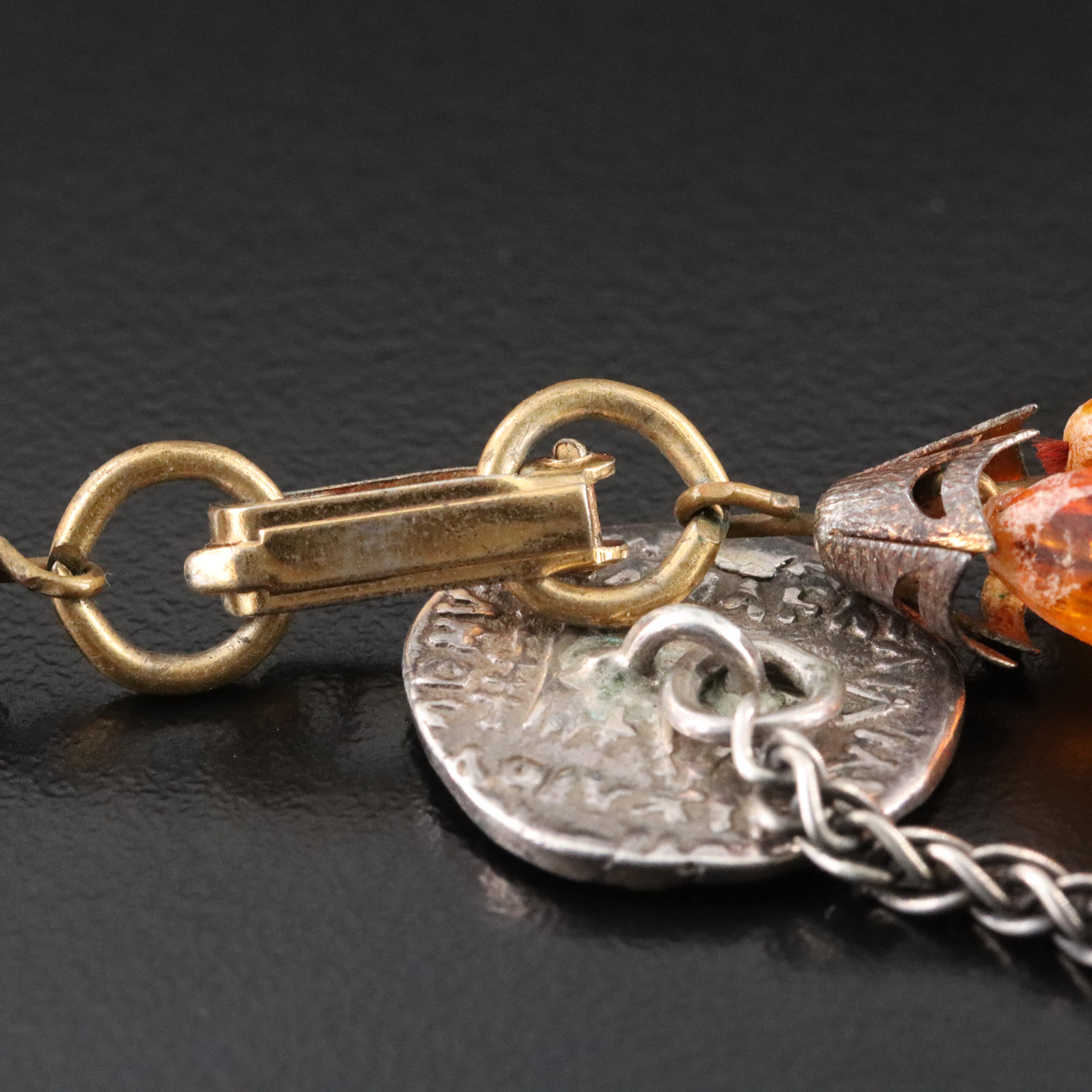 Resin Necklace with Sterling Reproduction Ancient Coin Jewelry Component