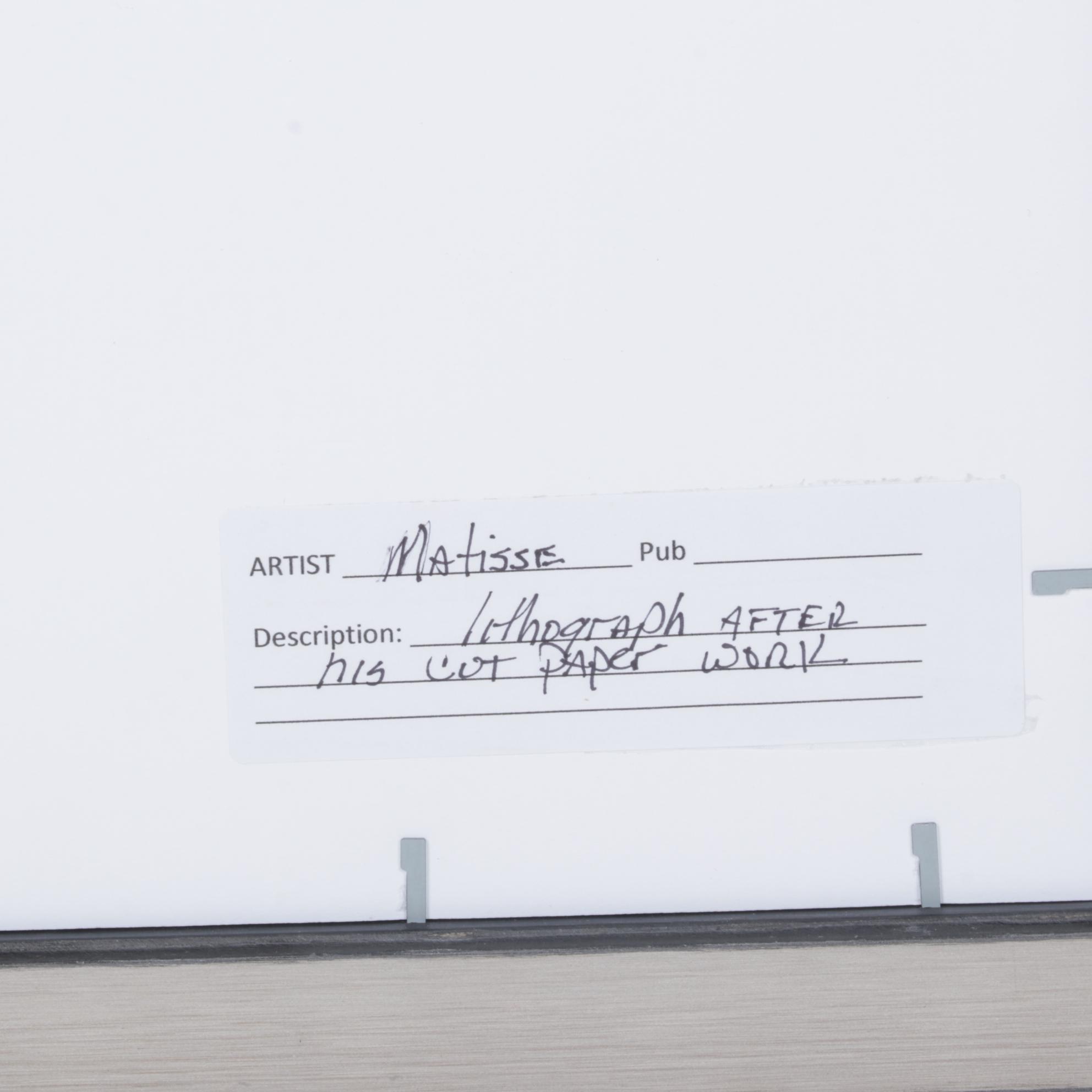 Color Lithograph after Henri Matisse Cut-Out "Nu Bleu IV"