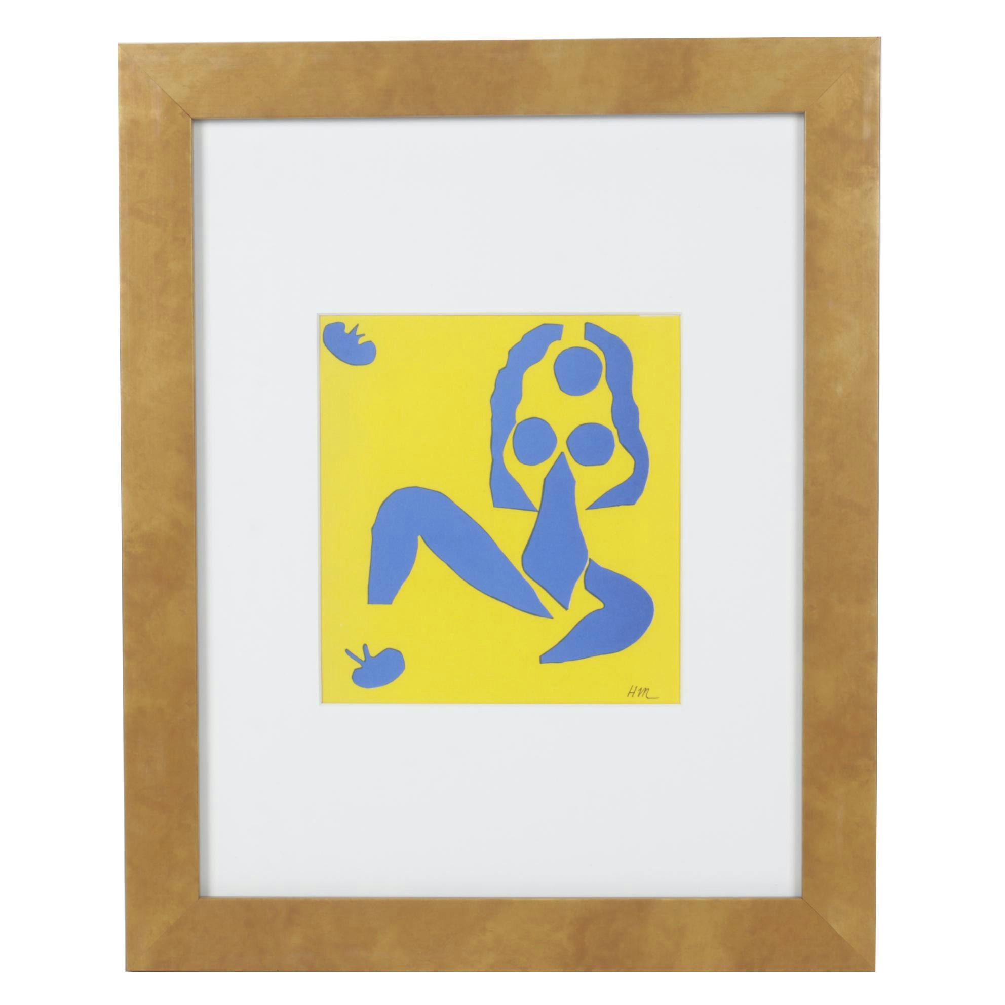 Color Lithograph after Henri Matisse Cut-Out "Nu Bleu IV"