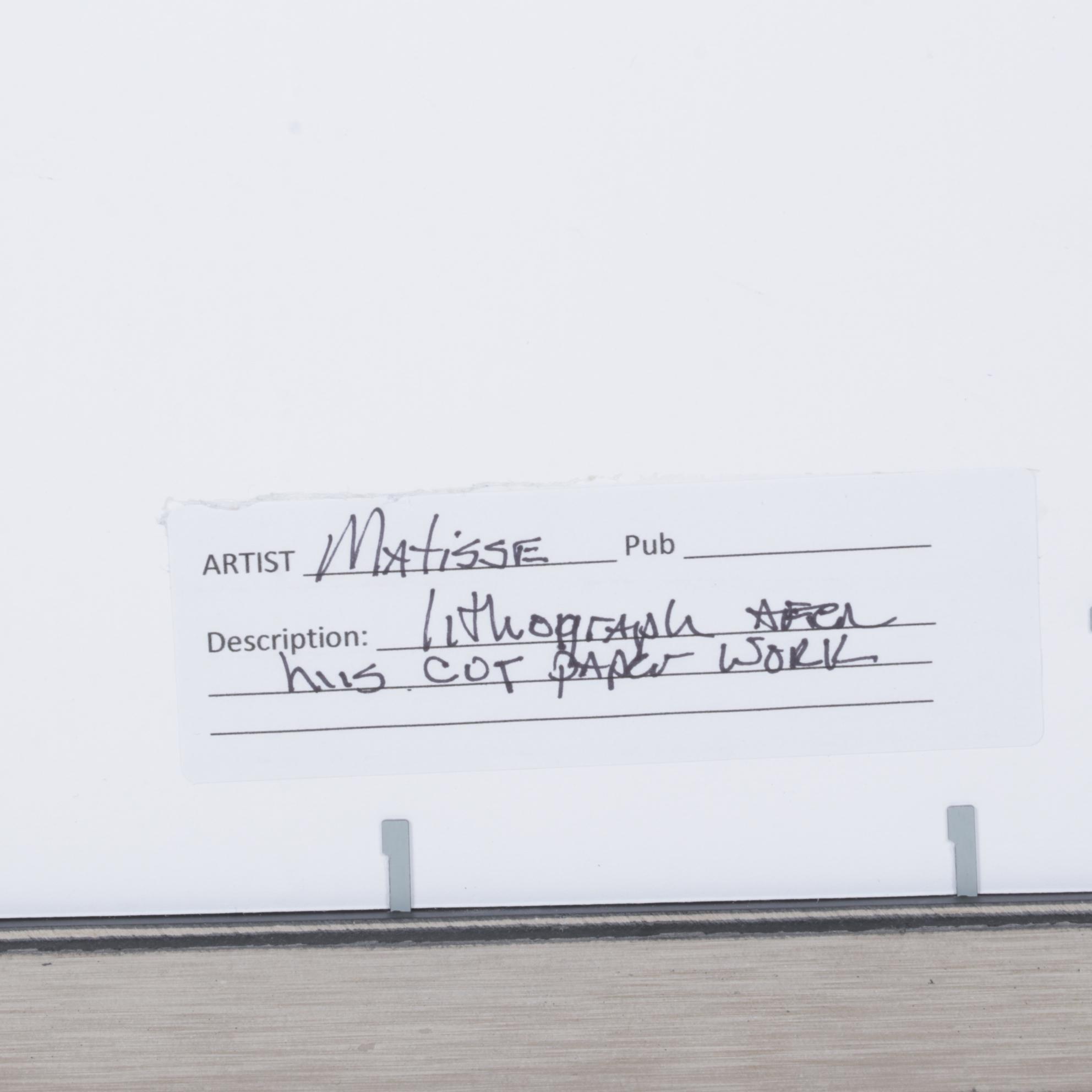 Color Lithograph After Henri Matisse Cut-Out "Standing Blue Nude"