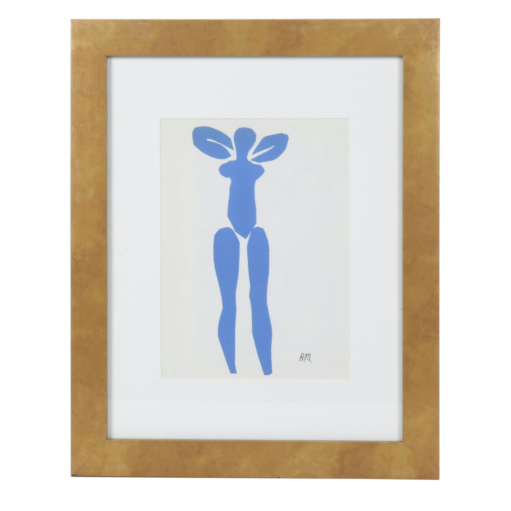 Color Lithograph After Henri Matisse Cut-Out "Standing Blue Nude"
