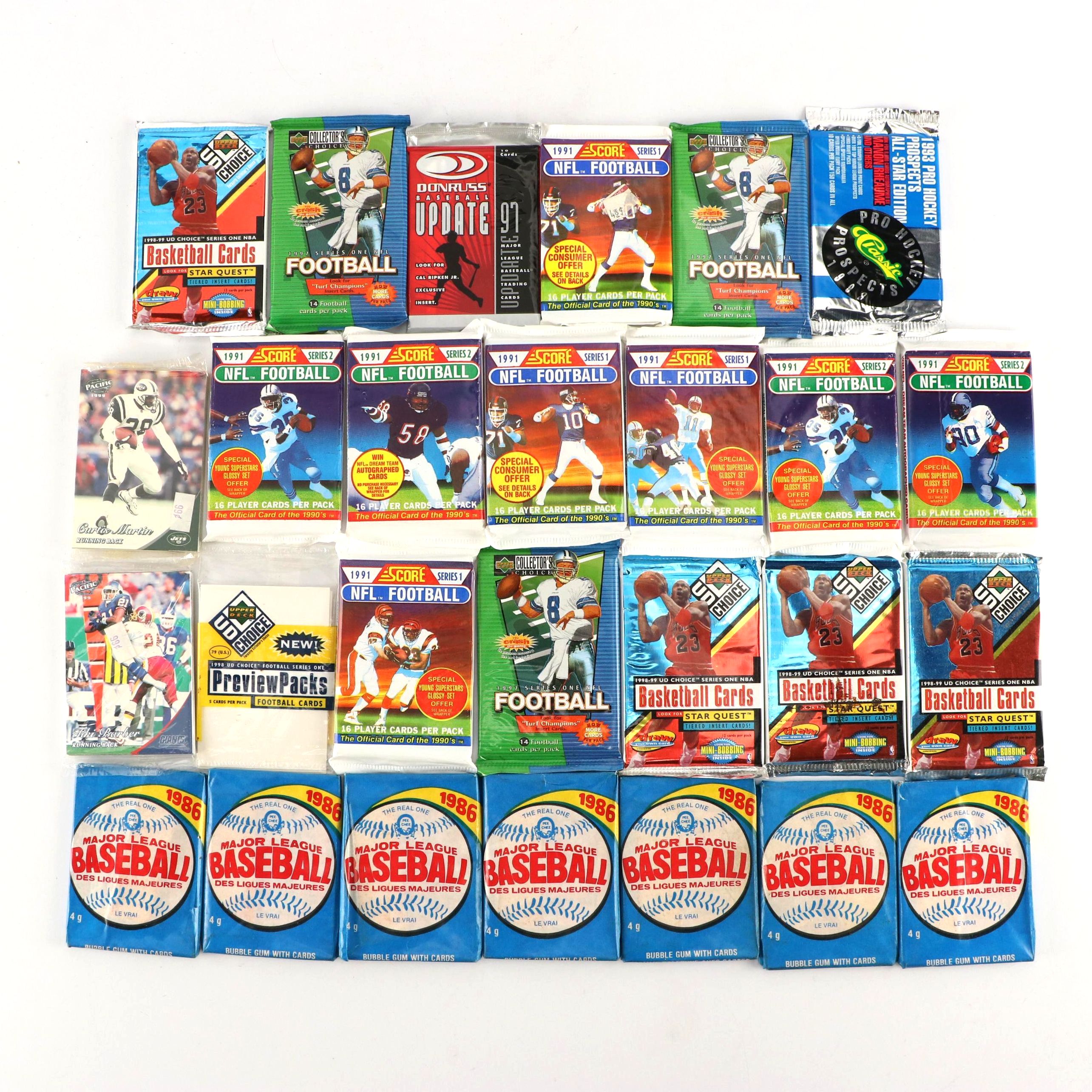 Score, Upper Deck, and Other Sealed Sports Trading Card Packs with More