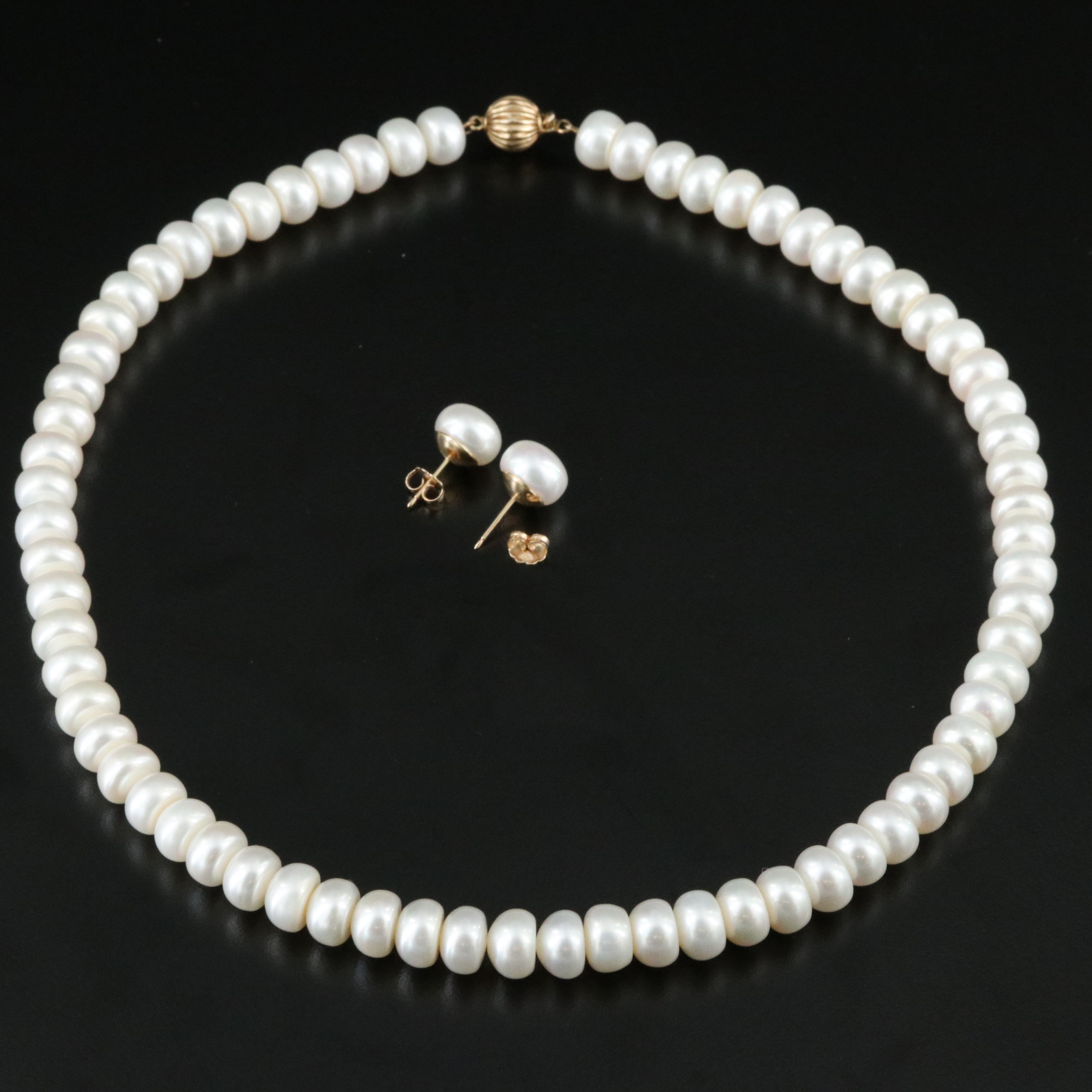 Honora 14K Pearl Earrings and Necklace