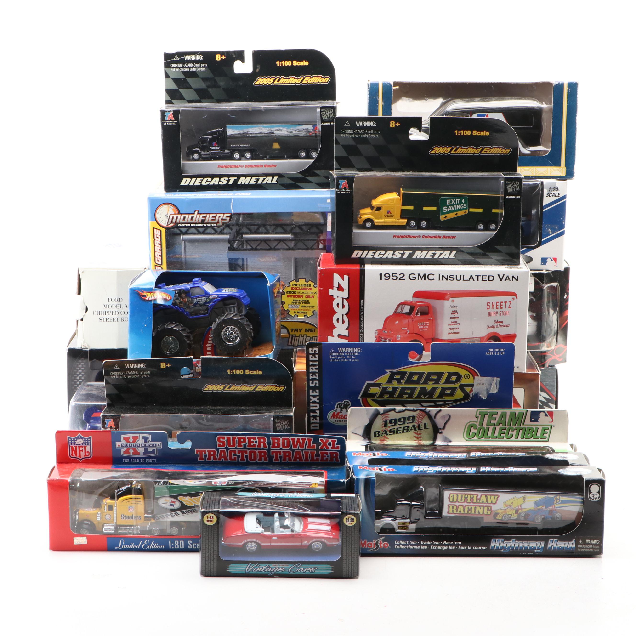 Maisto, Citgo, and Other Toy Trucks with Toy Cars, Late 20th-Early 21st Century
