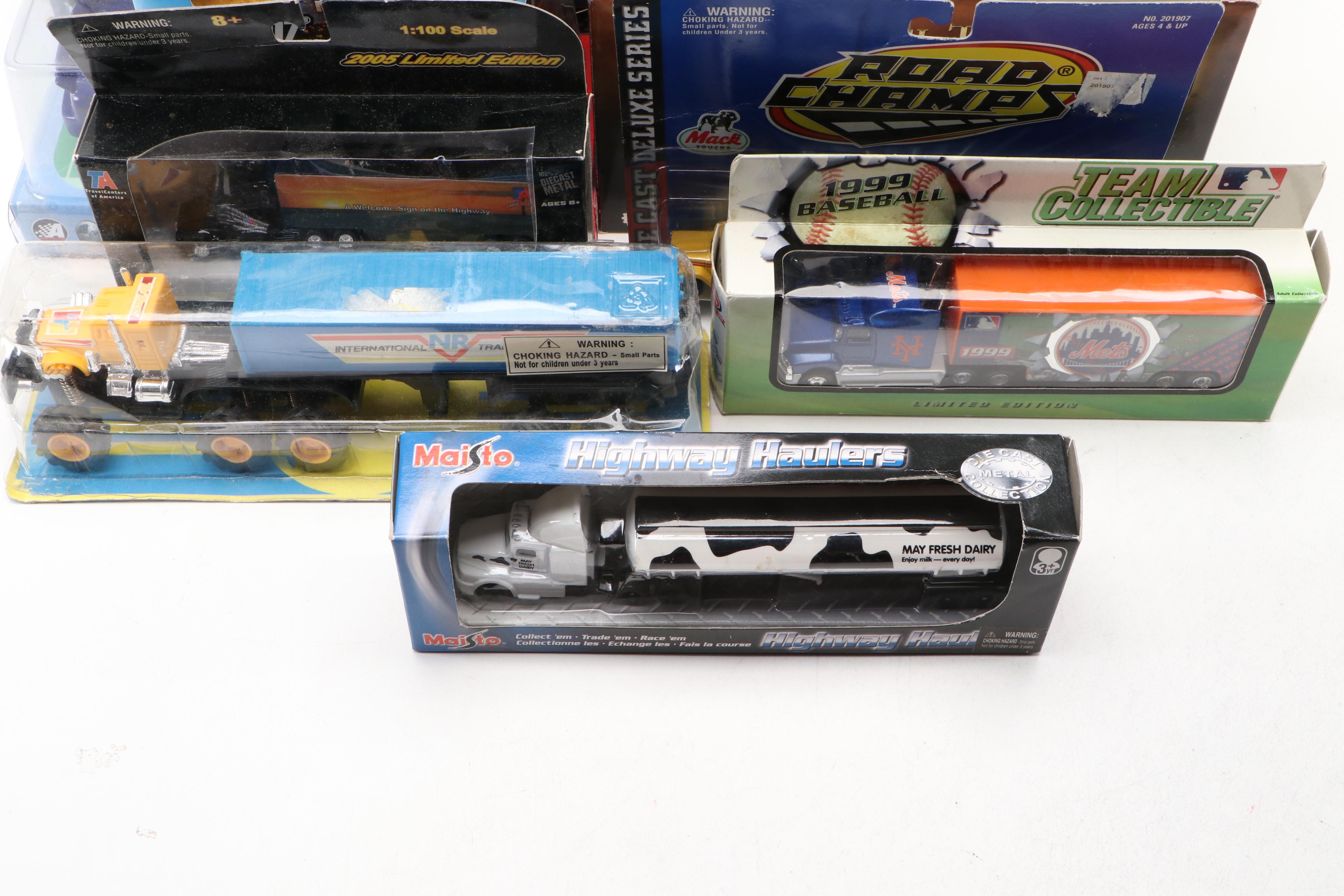 Maisto, Citgo, and Other Toy Trucks with Toy Cars, Late 20th-Early 21st Century