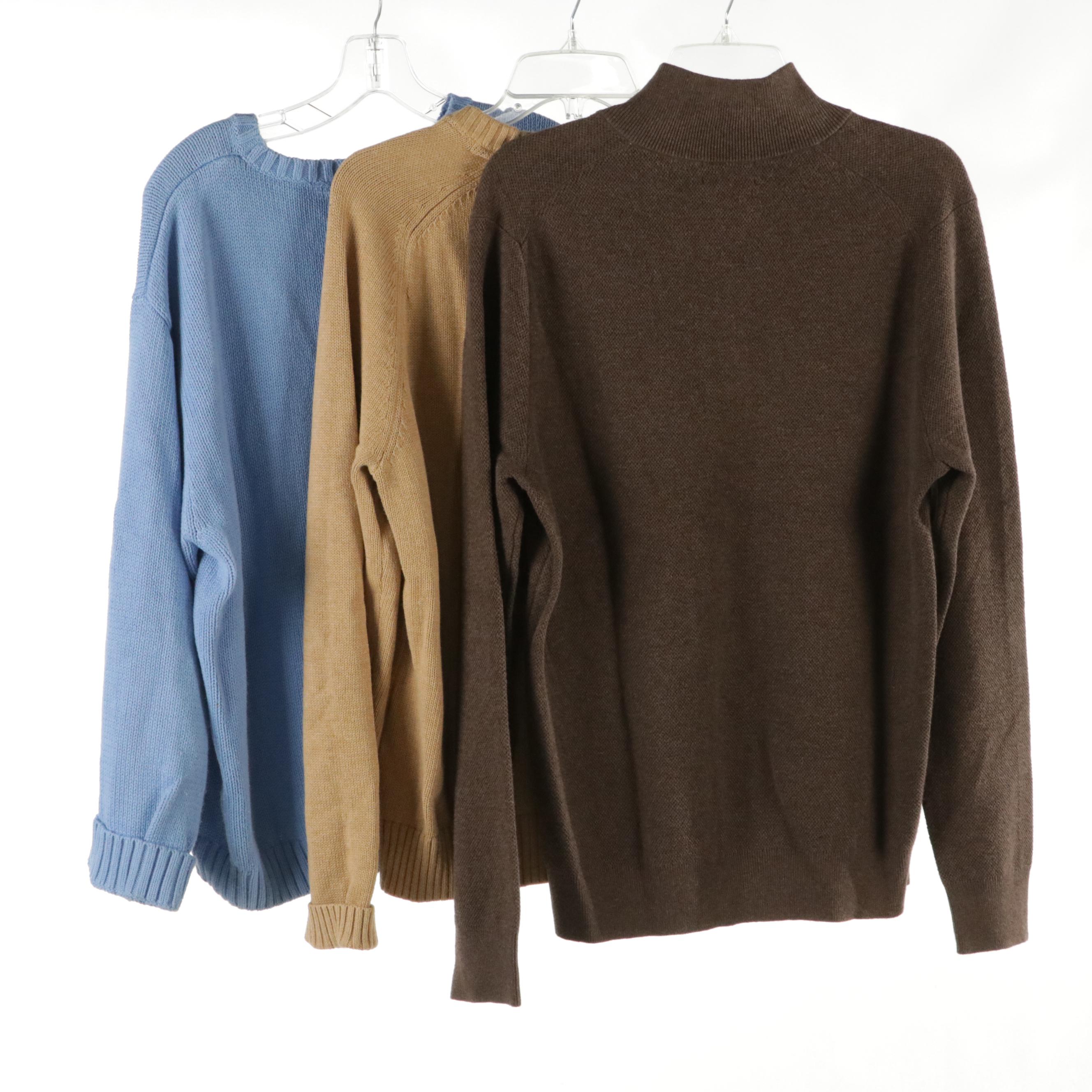 Men's Charter Club and Lands' End Cotton Knit Sweaters, Brooks Brothers Pullover