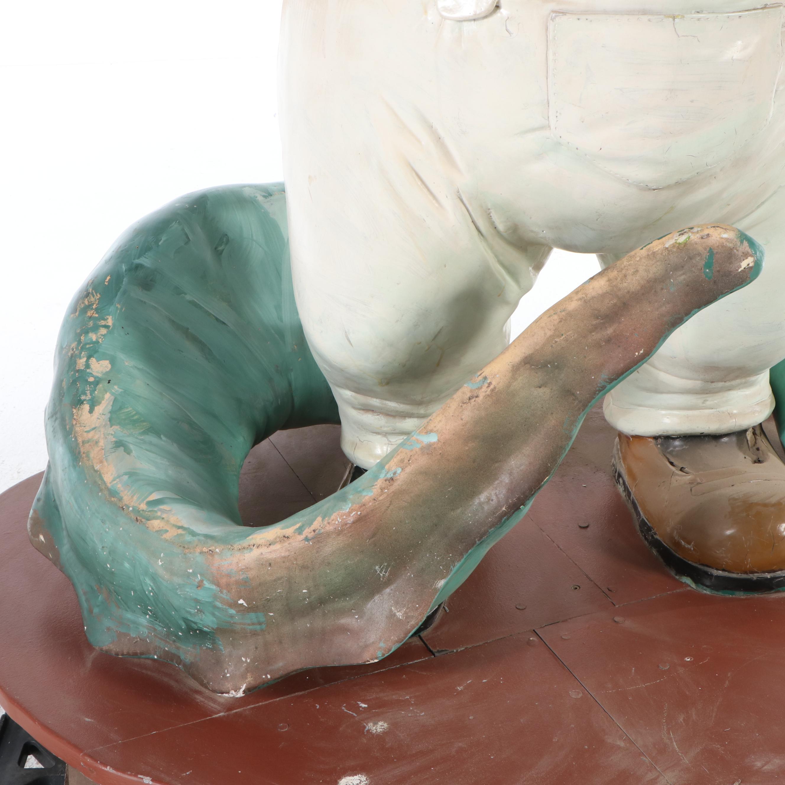 Jungle Jims Salvage 70" Painted Plaster Anthropomorphic Gator Sculpture