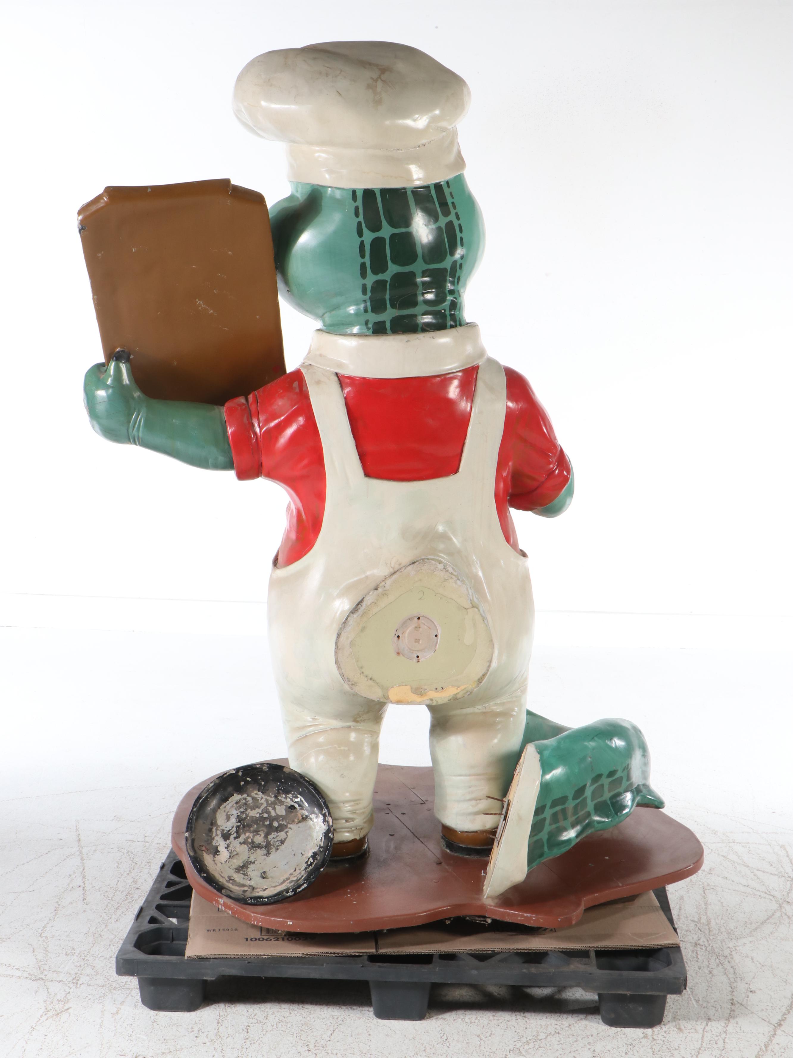 Jungle Jims Salvage 70" Painted Plaster Anthropomorphic Gator Sculpture