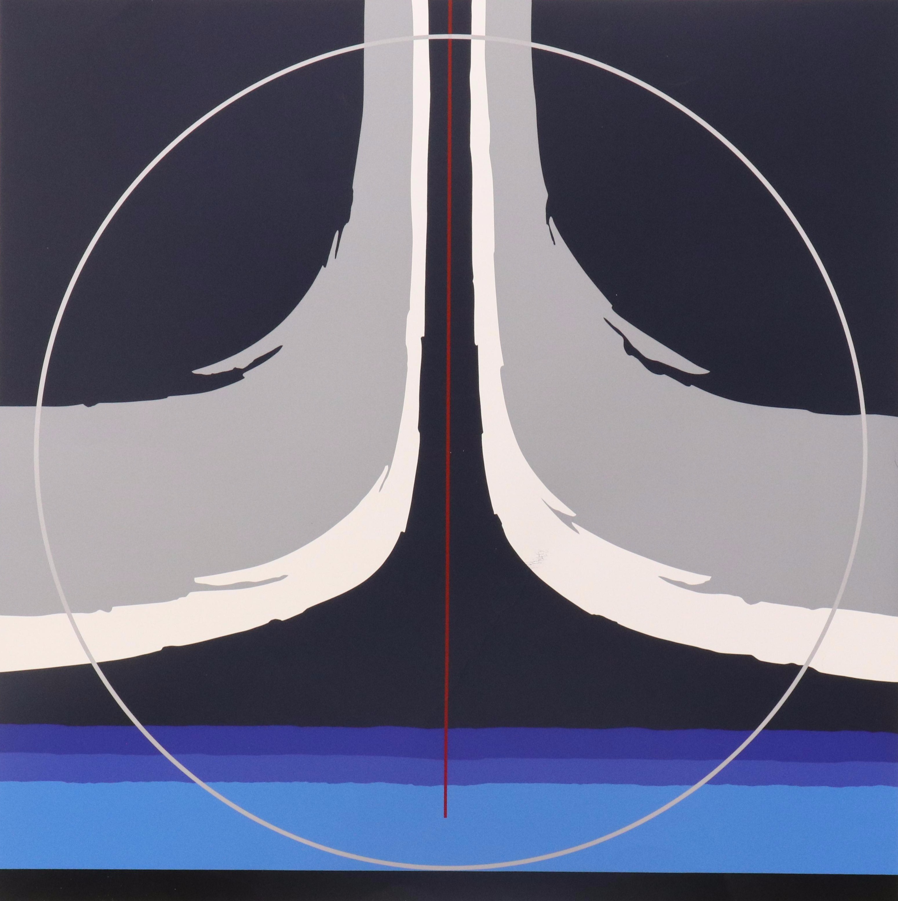 Thomas Whelan Benton Abstract Serigraph "Earthline Red," 1981