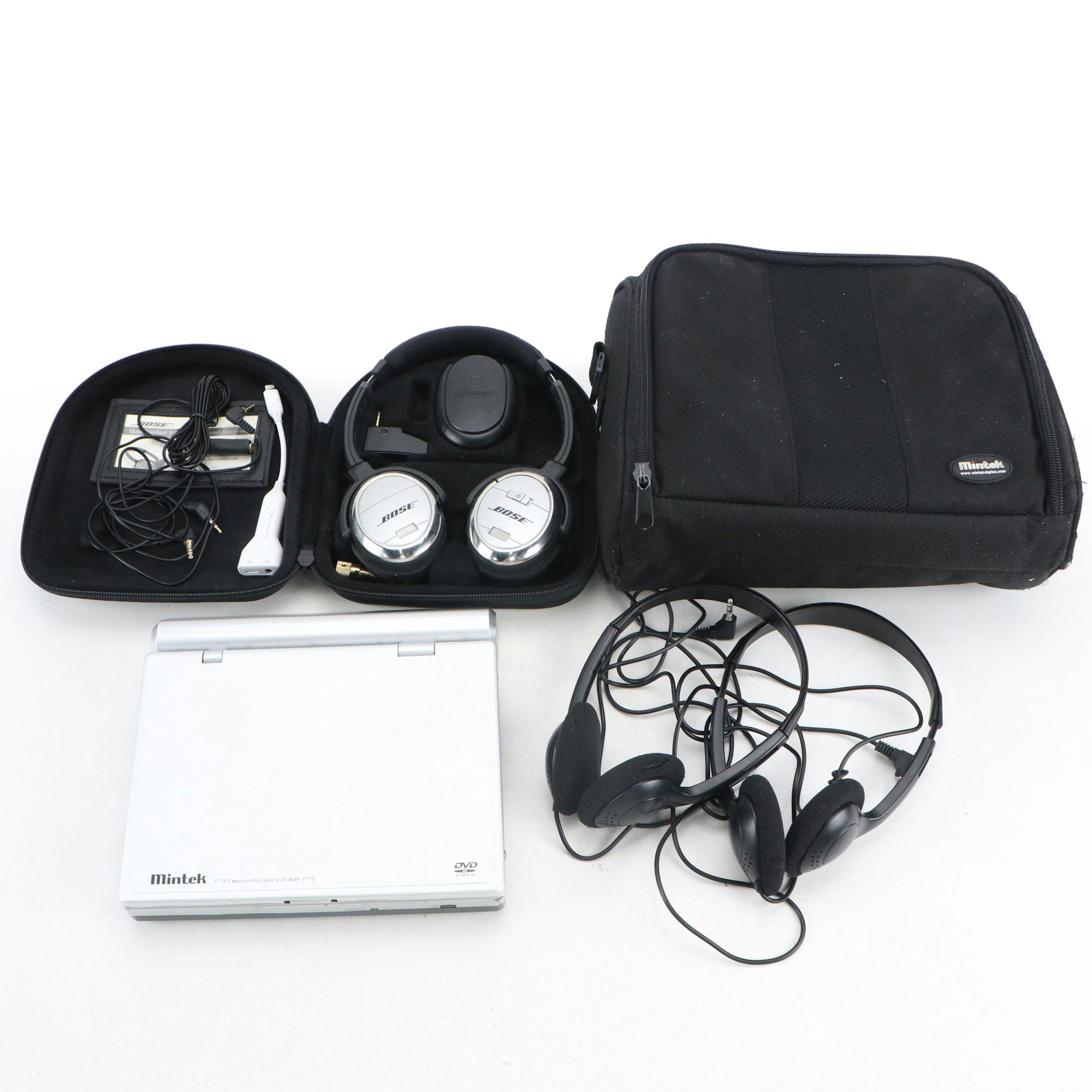 Mintek MDP-1770 7" Monitor Portable DVD Player with Bose Headphones