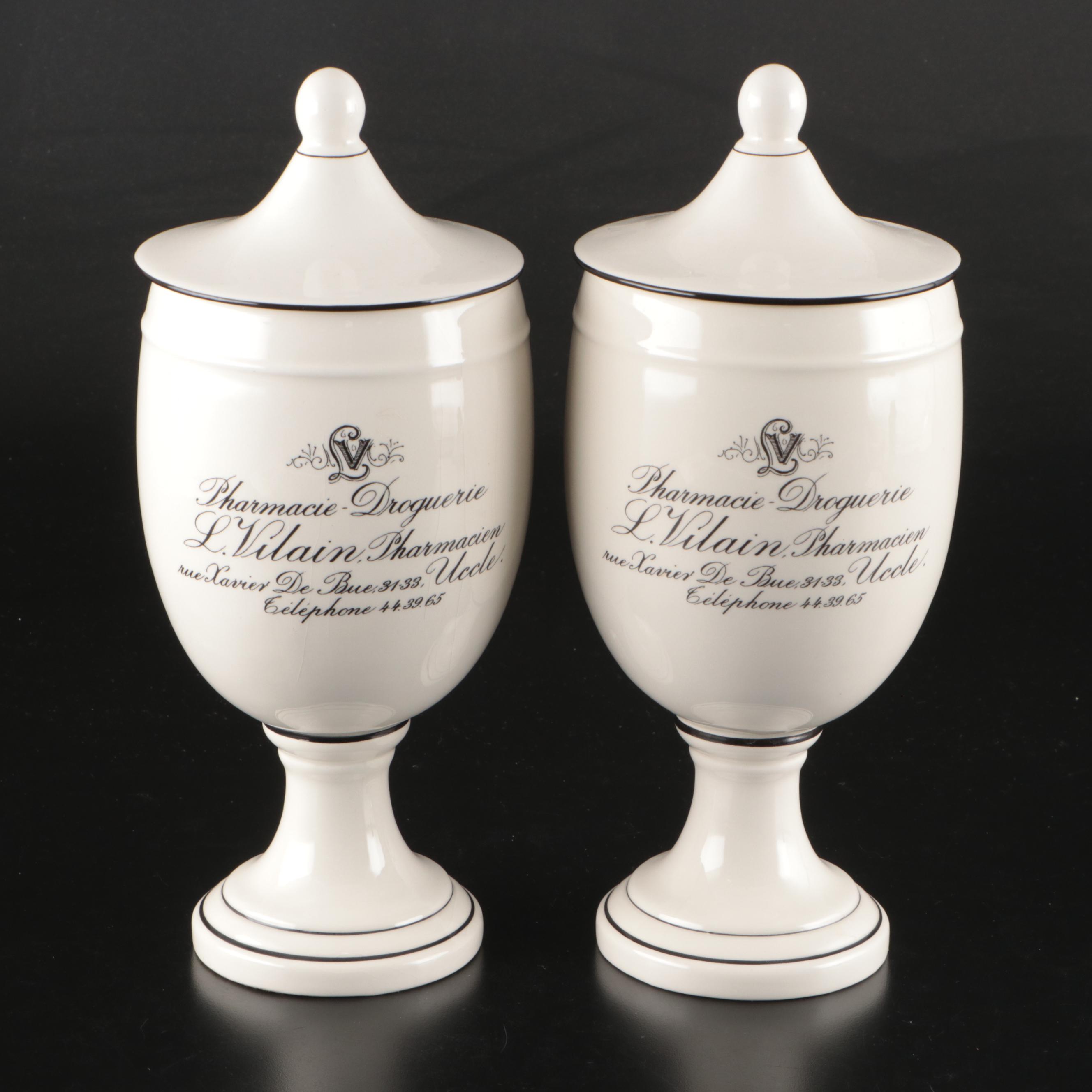 Pottery Barn French Style Ceramic Apothecary Jars