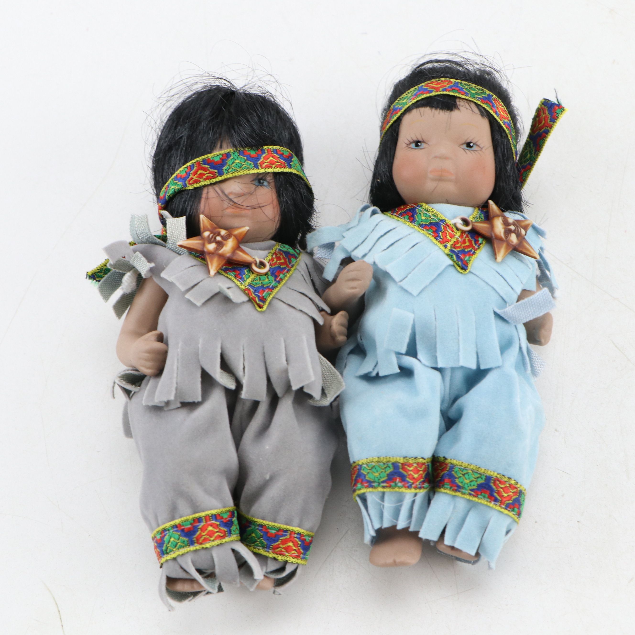 Handmade Navajo Storyteller Doll with Other Indigenous Dolls and Figures