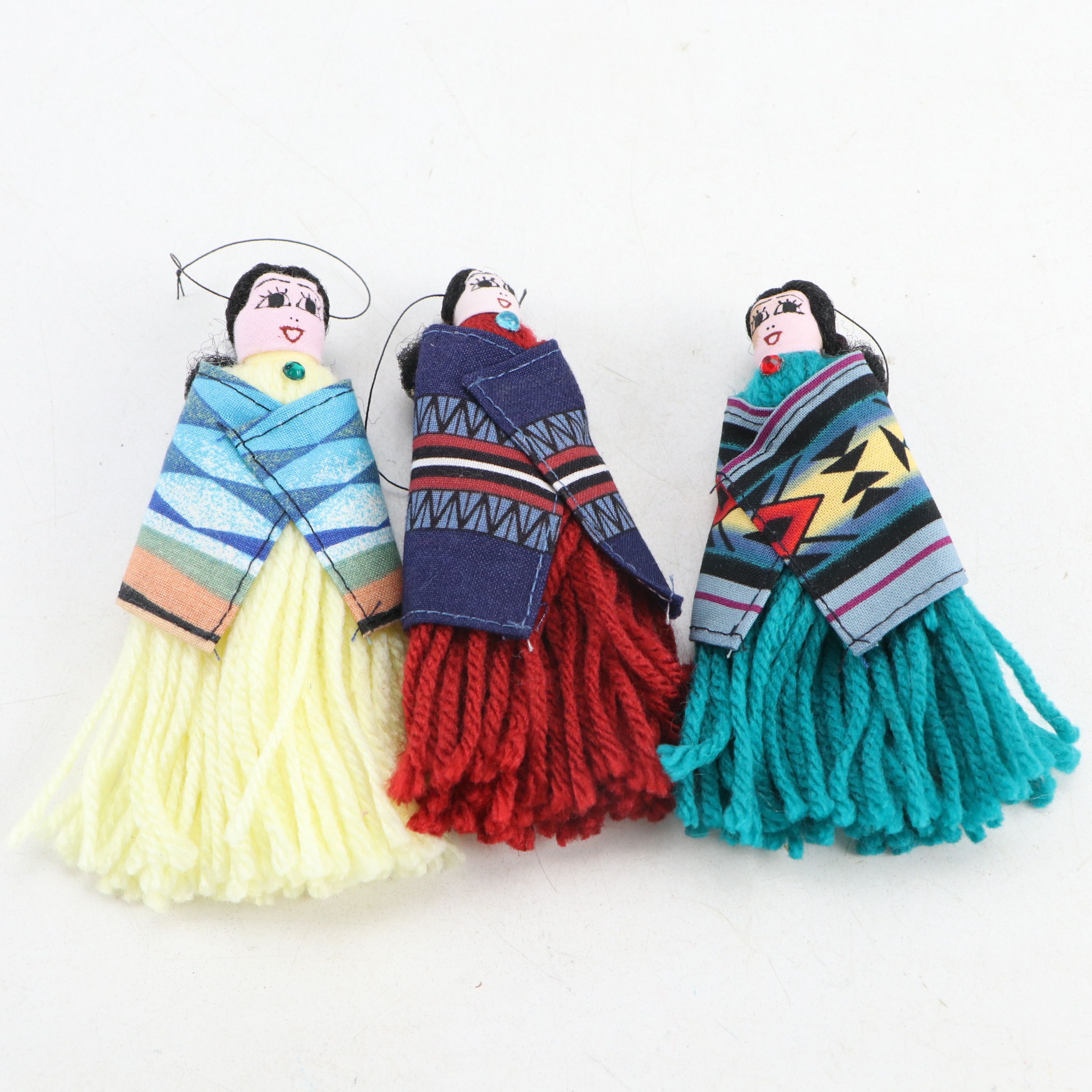 Handmade Navajo Storyteller Doll with Other Indigenous Dolls and Figures
