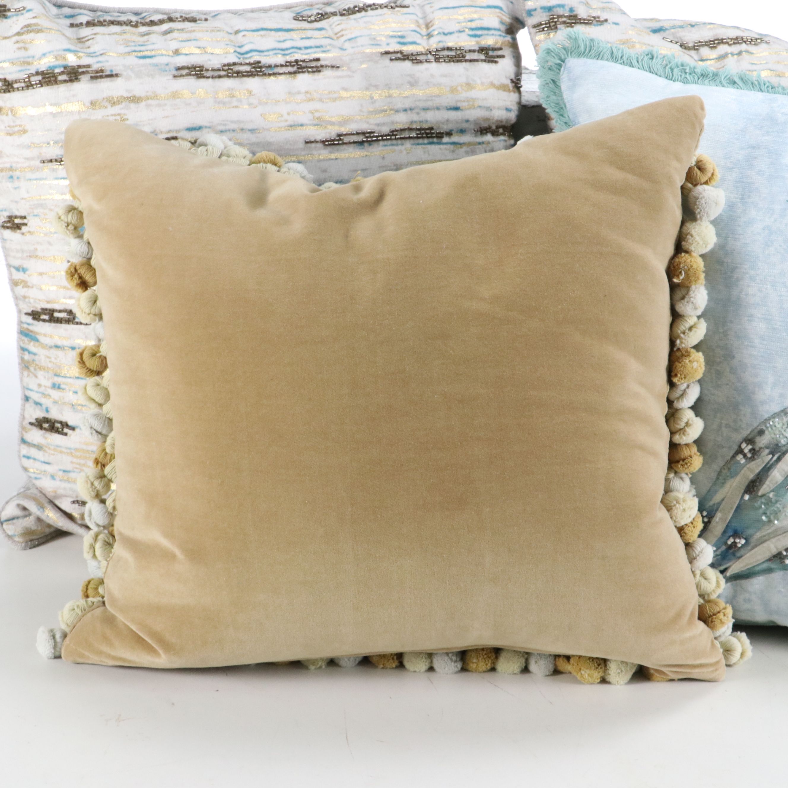 Beaded, Needlepoint and Embroidered Decorative Pillows