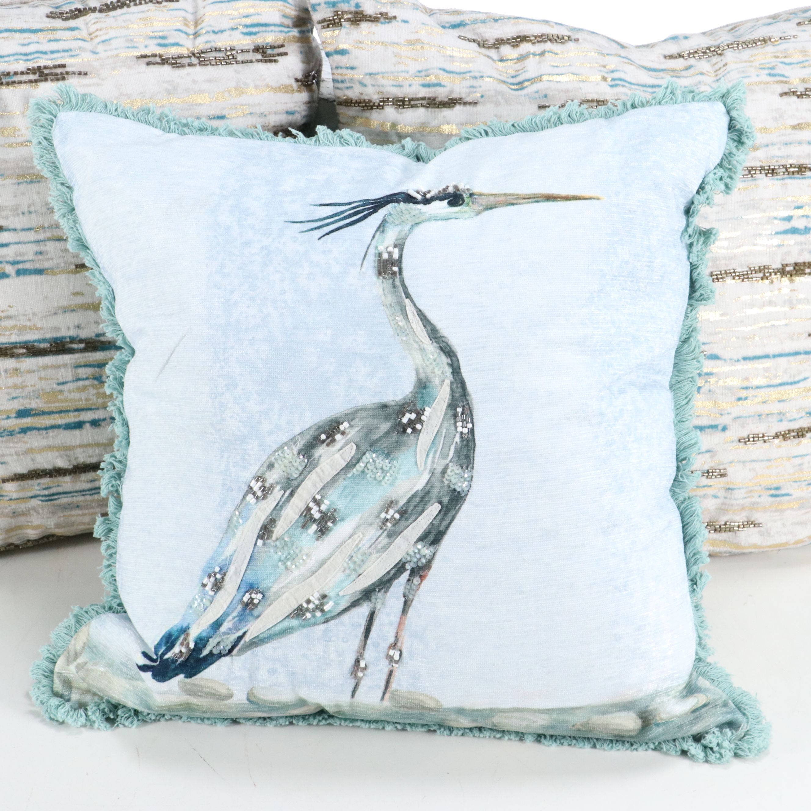 Beaded, Needlepoint and Embroidered Decorative Pillows