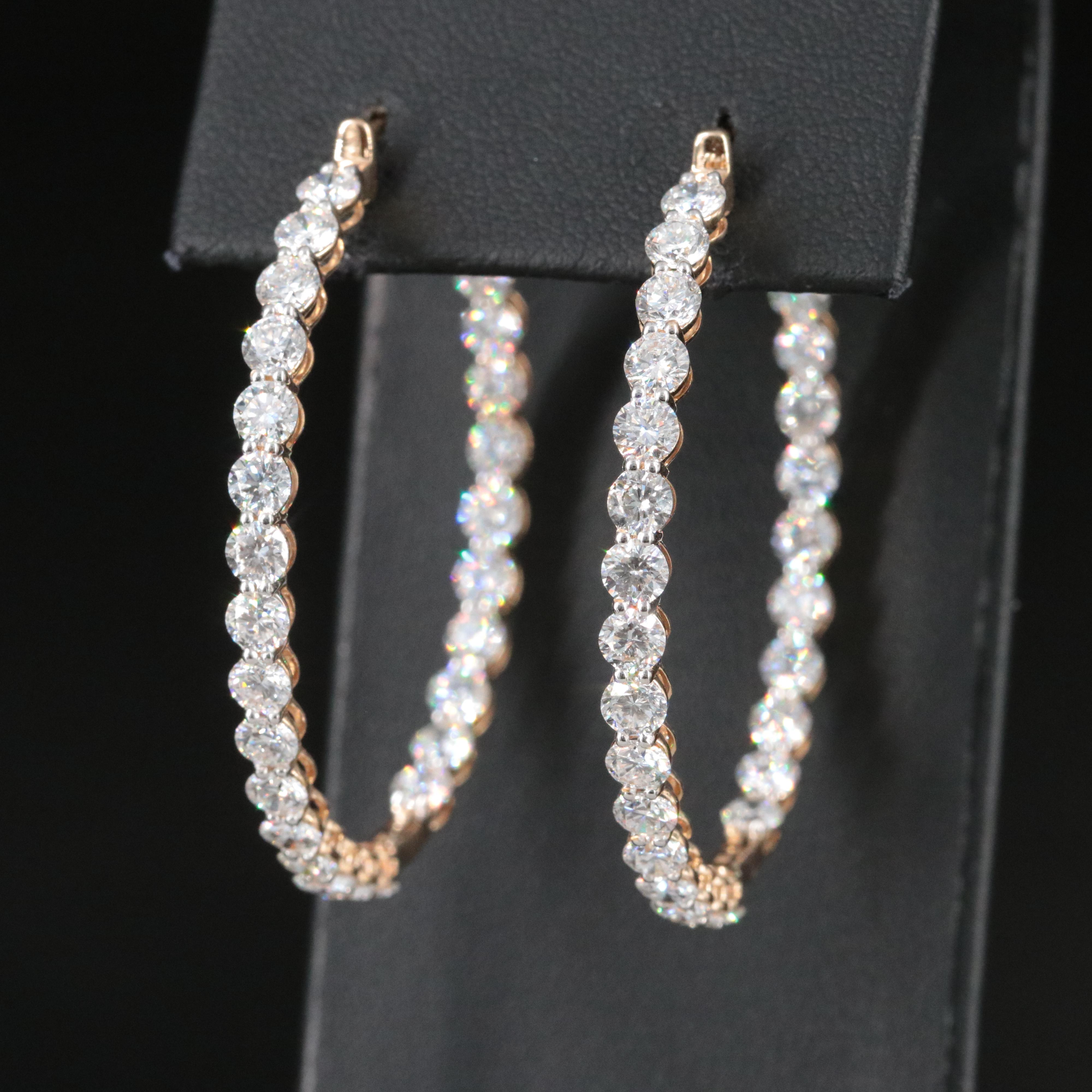 14K 9.62 CTW Lab Grown Diamond Inside Out Hoop Earrings