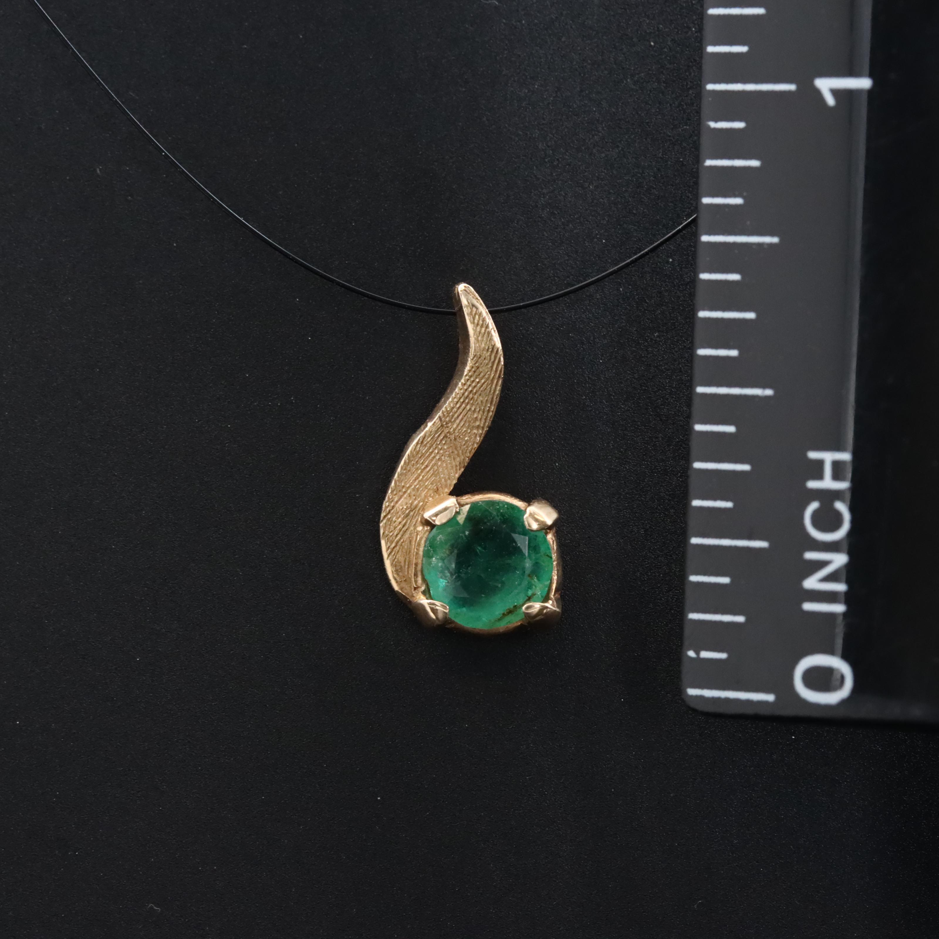 14K Emerald Solitaire Pendant