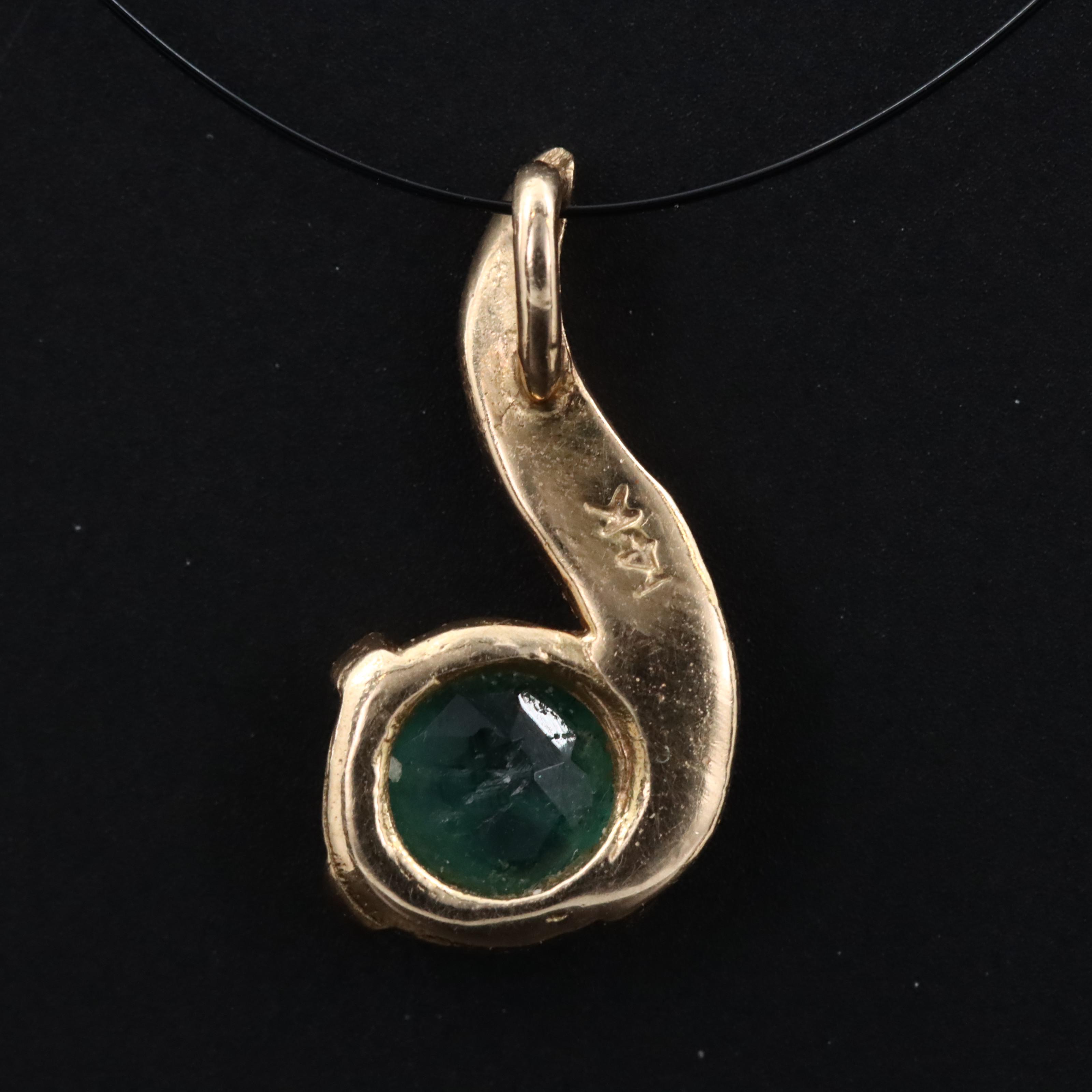 14K Emerald Solitaire Pendant