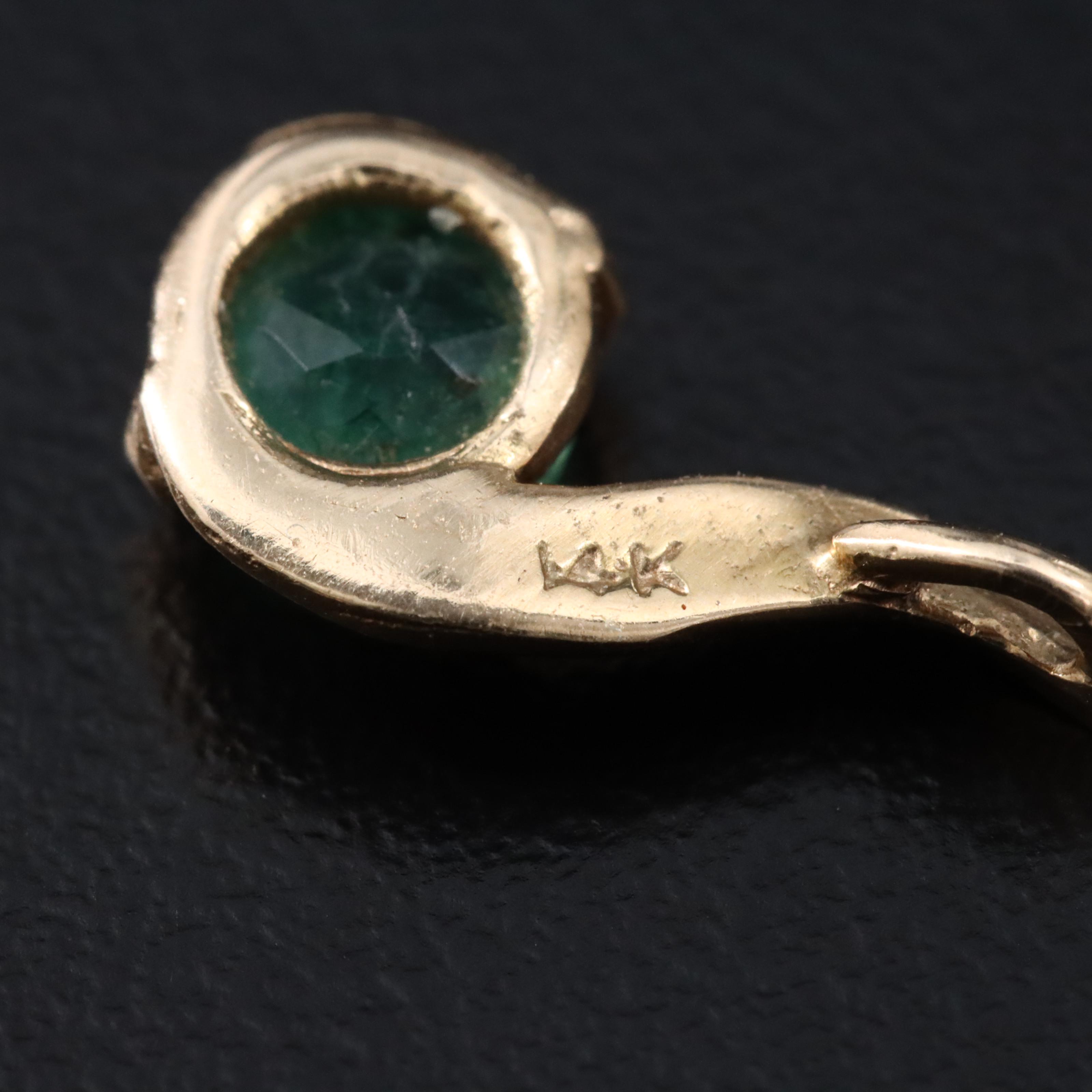 14K Emerald Solitaire Pendant