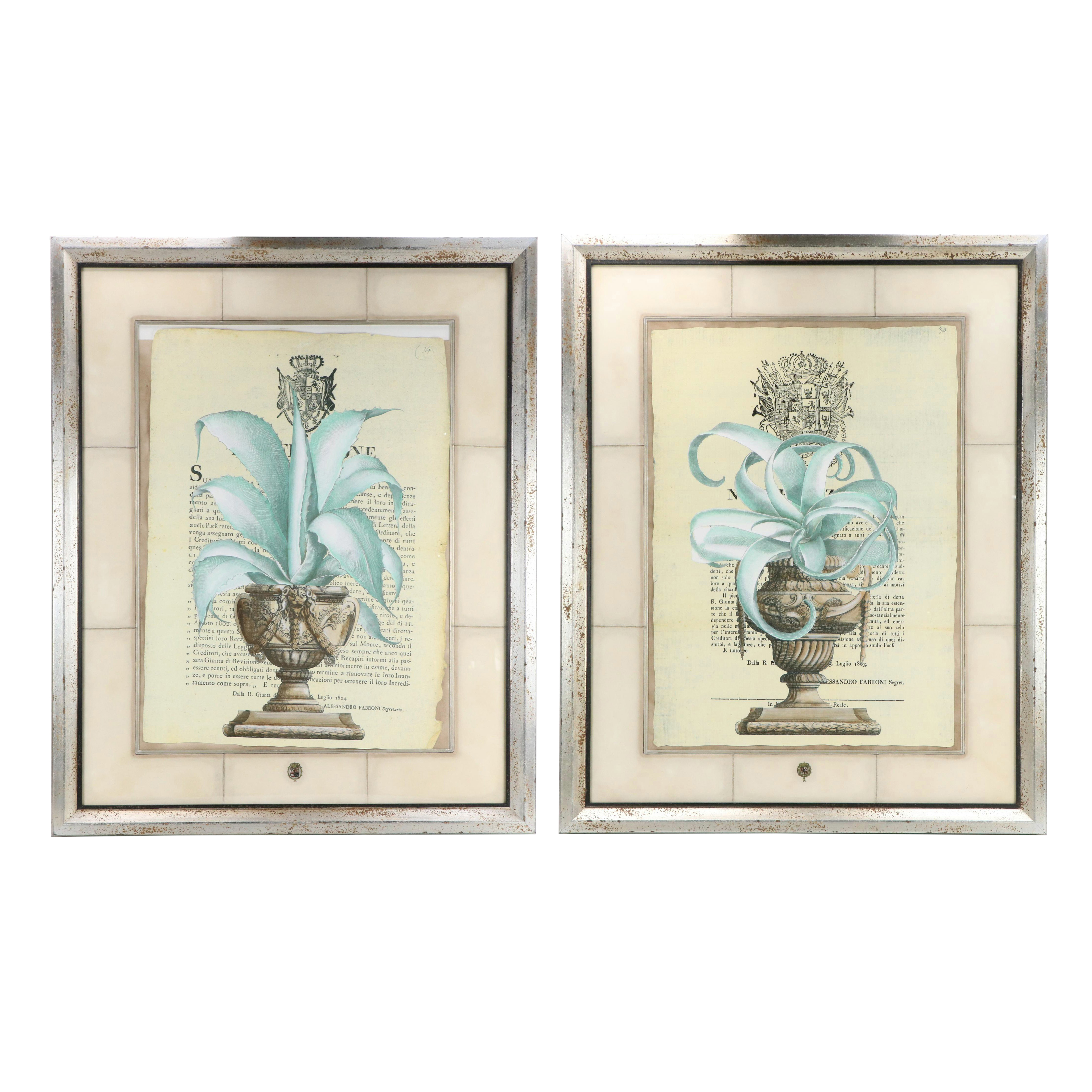 Pair of Large-Scale Italian School Style Botanical Giclées