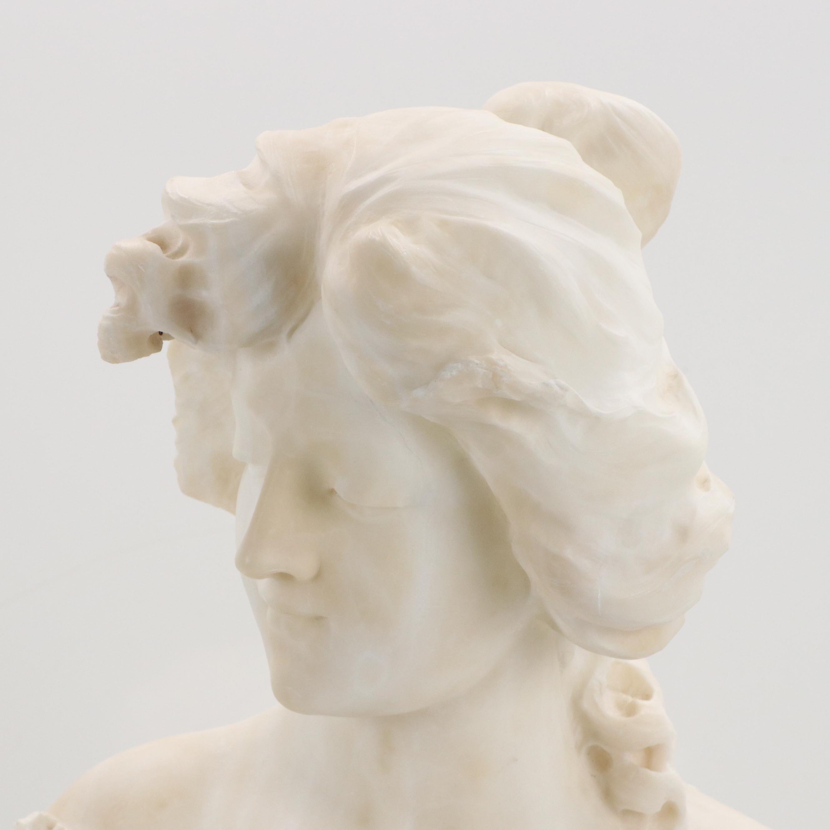 Italian School Alabaster Bust of Woman, 20th Century