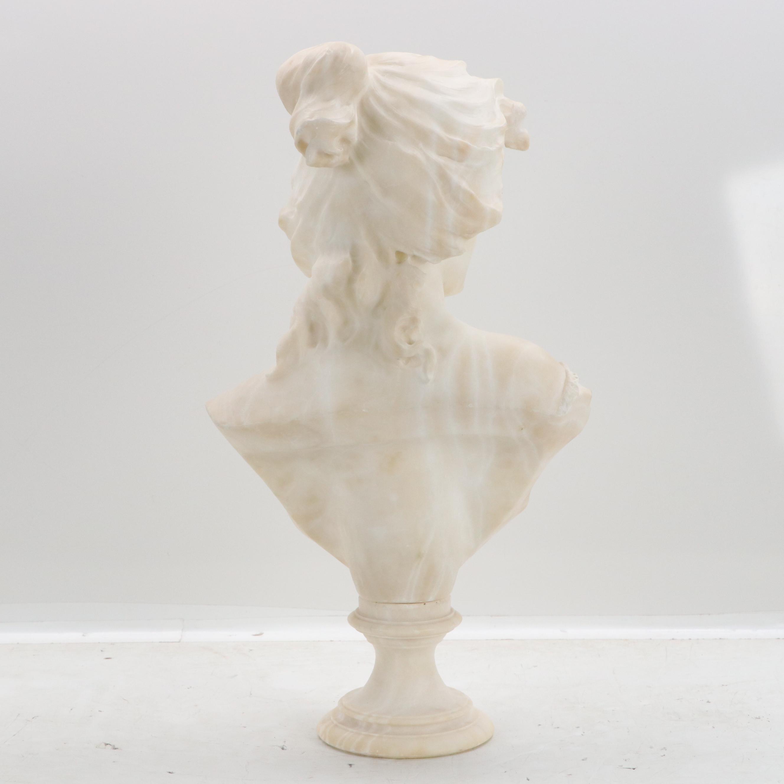 Italian School Alabaster Bust of Woman, 20th Century