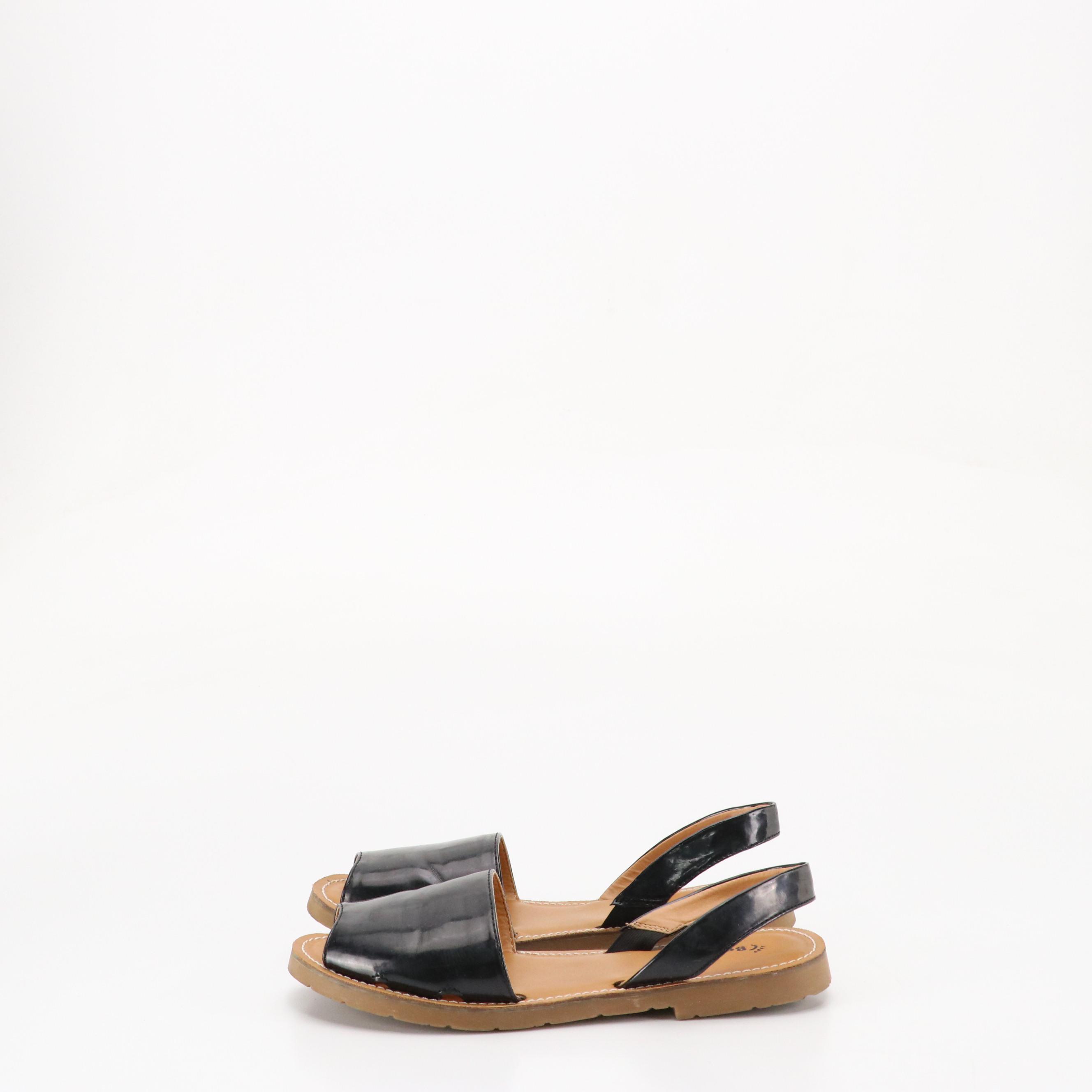 Bare Traps Vienna Slingback Flats with Anne Klein Open-Toe Mules in Leather