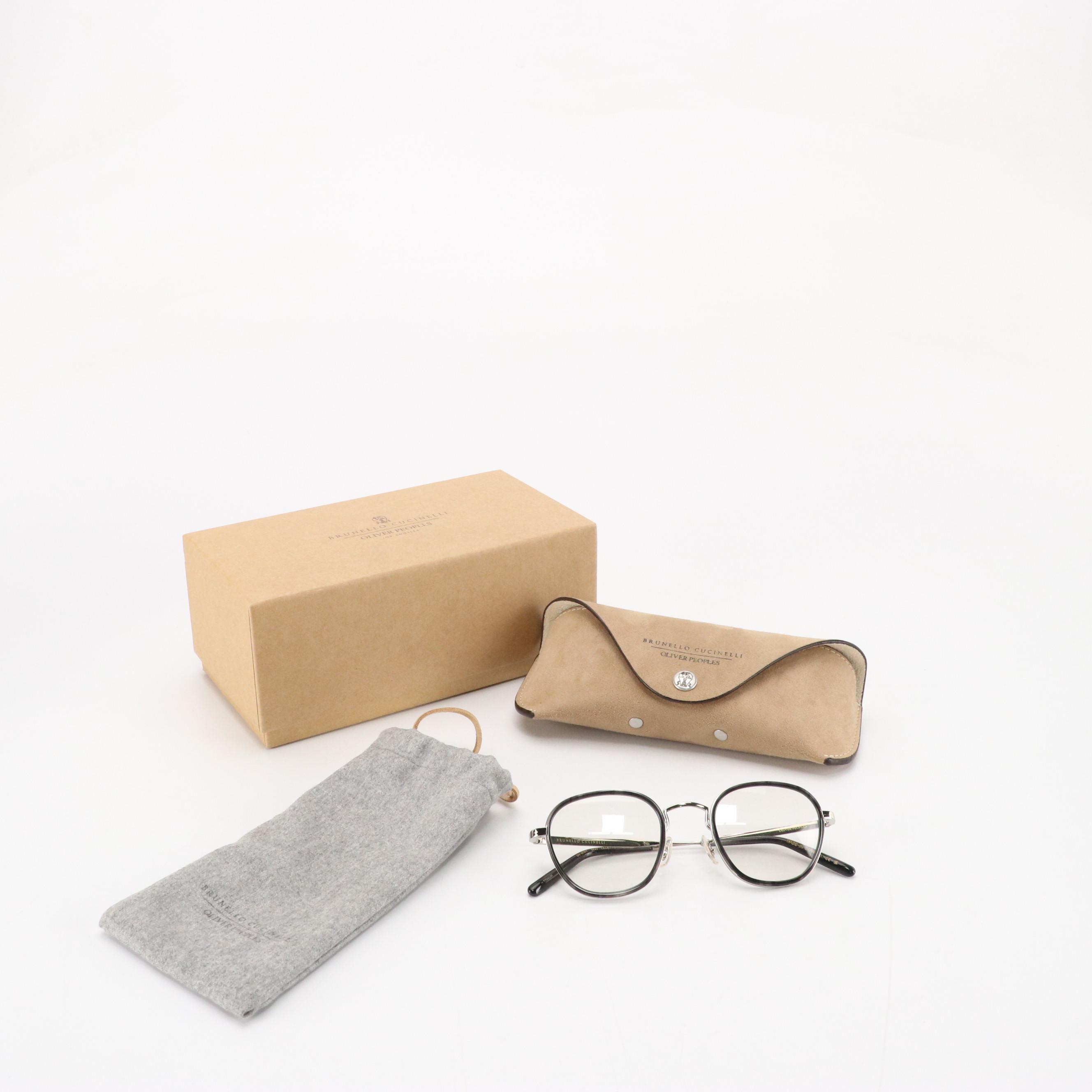 Oliver Peoples x Brunello Cucinelli Lilletto Horn Eyeglass Frames w/ Case, Box
