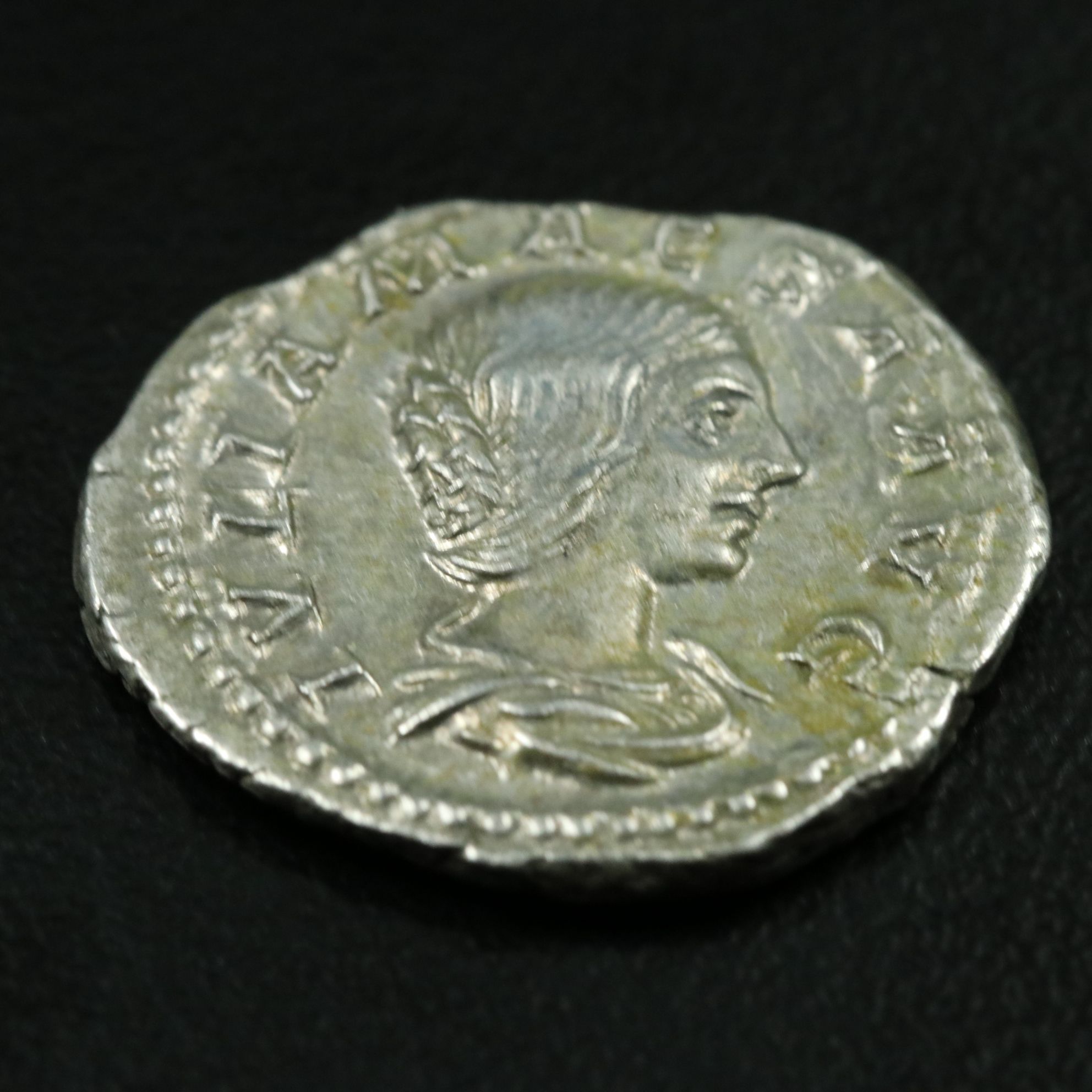 Ancient Roman Imperial AR Denarius Coin of Julia Maesa, ca. 218 A.D.