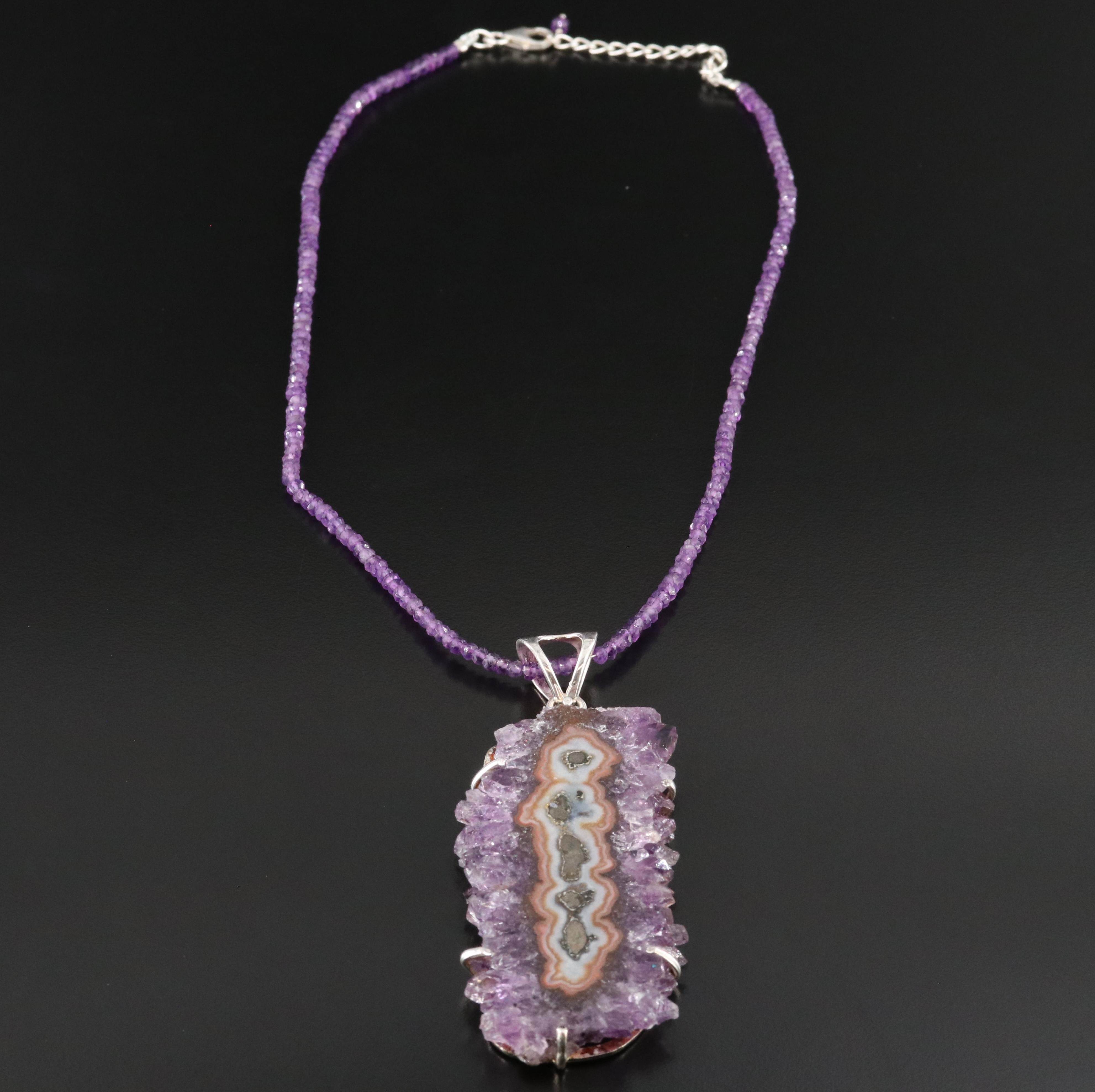 Sterling Amethyst Pendant Necklace