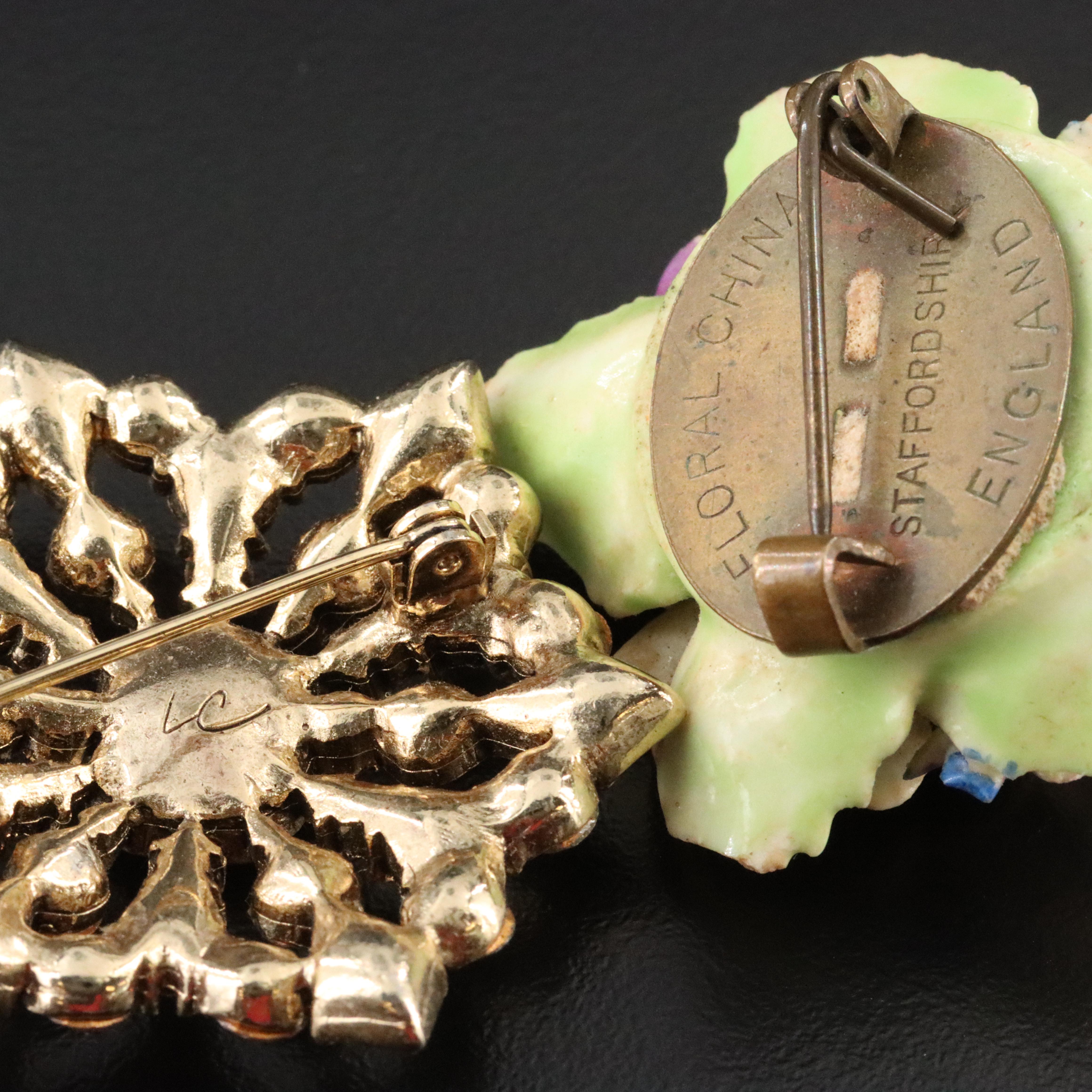 Vintage Jewelry Collection Including Porcelain and Cameo