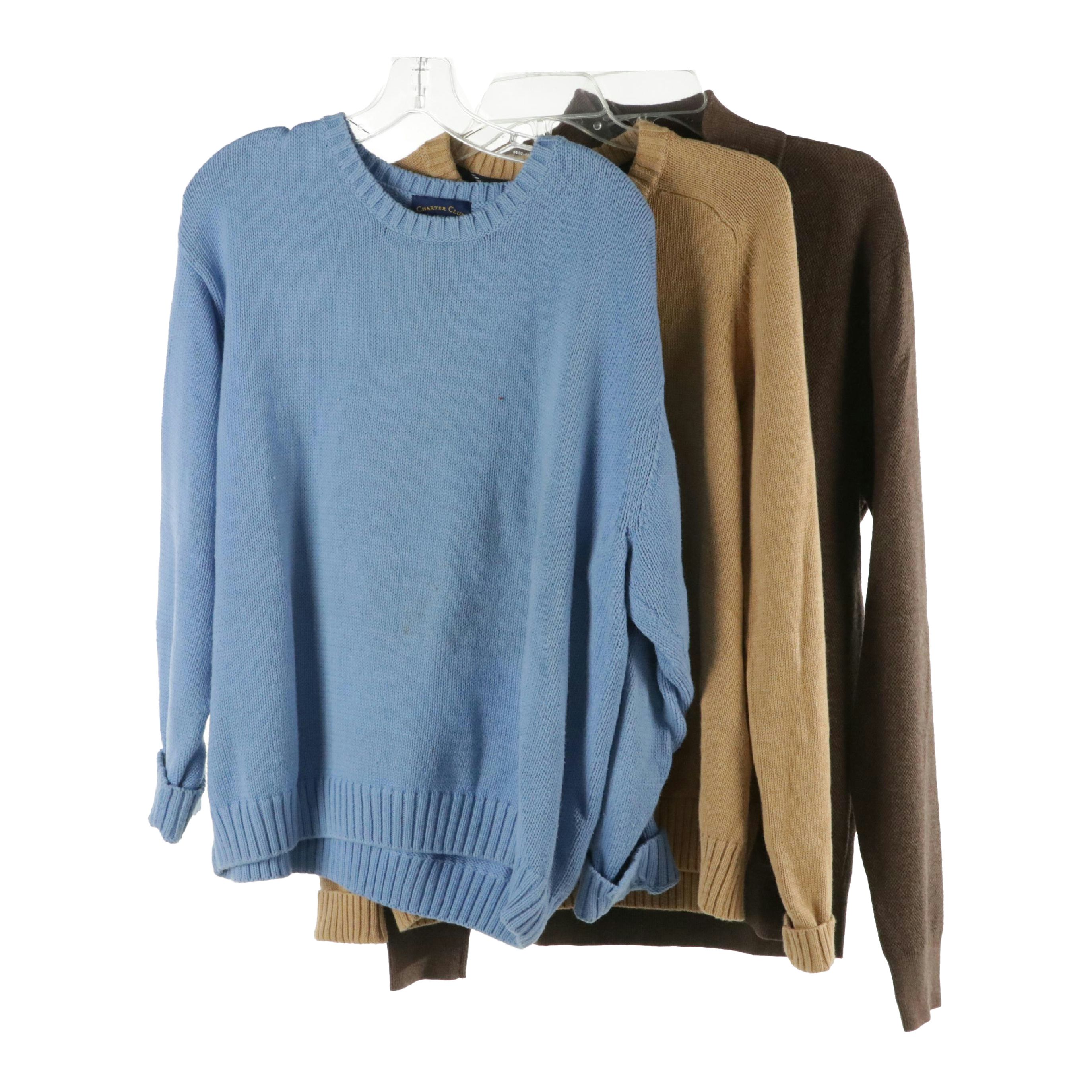 Men's Charter Club and Lands' End Cotton Knit Sweaters, Brooks Brothers Pullover