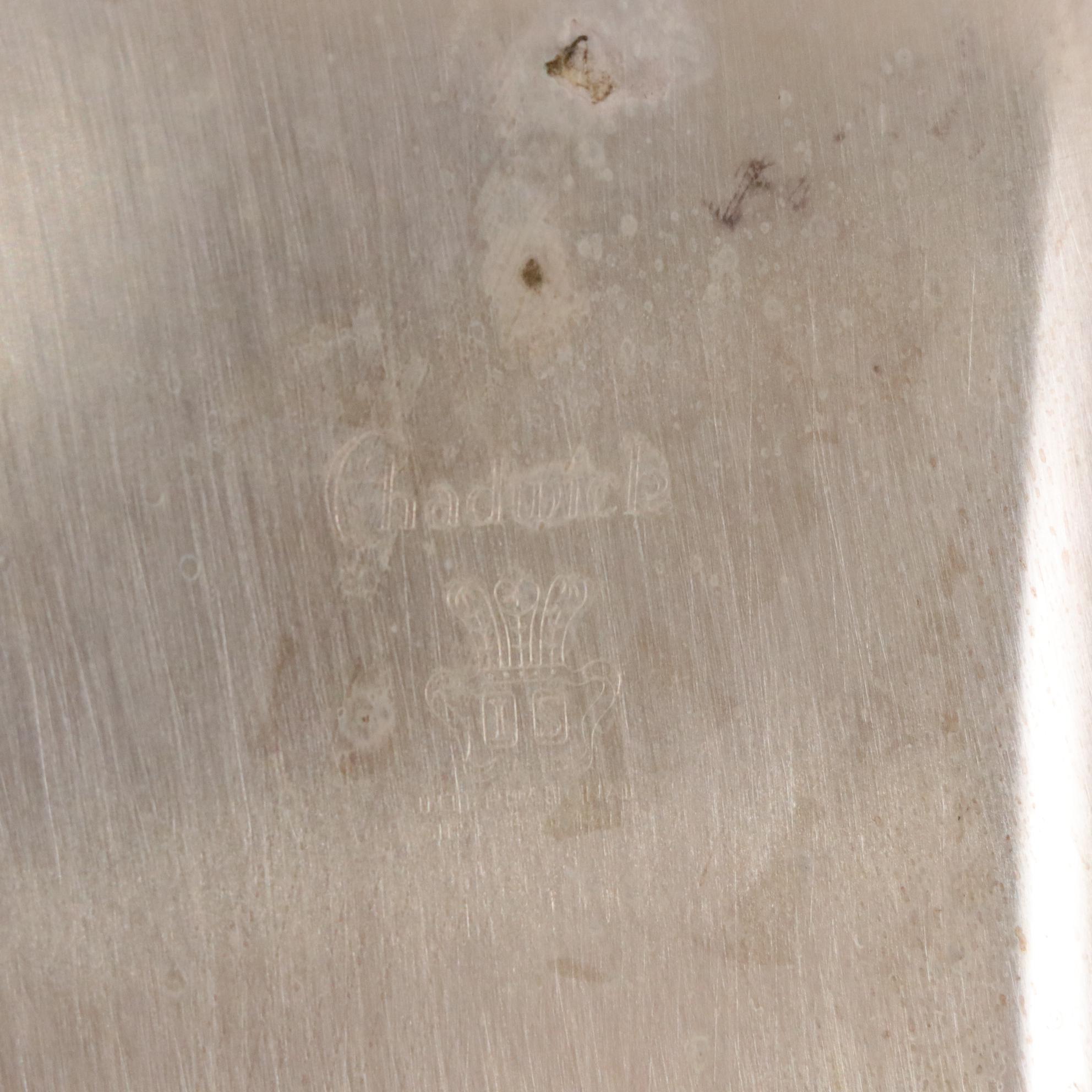 Silver Plate Meat Platters, Dessert Plates, and Cobalt Glass Condiment Cups