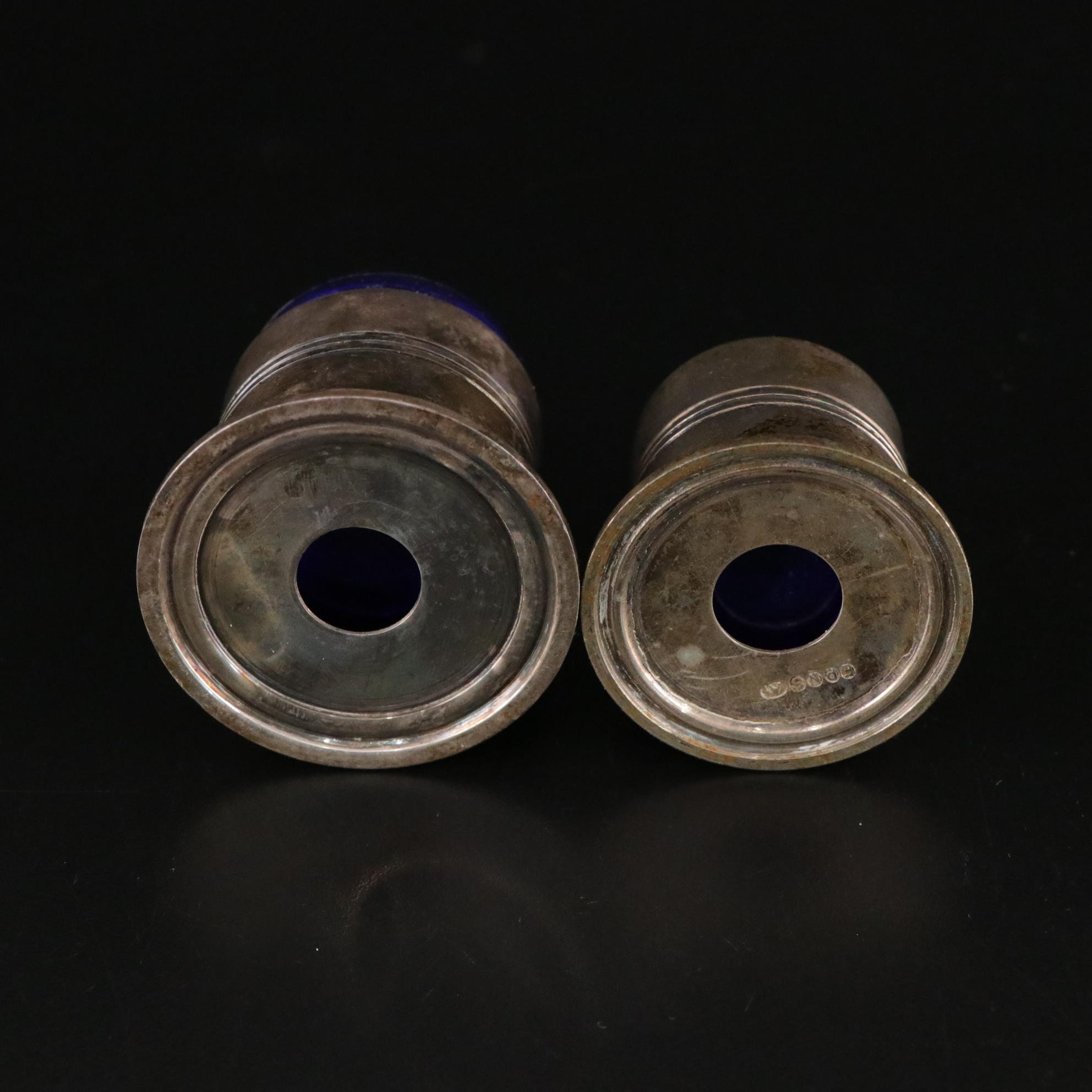 Silver Plate Meat Platters, Dessert Plates, and Cobalt Glass Condiment Cups