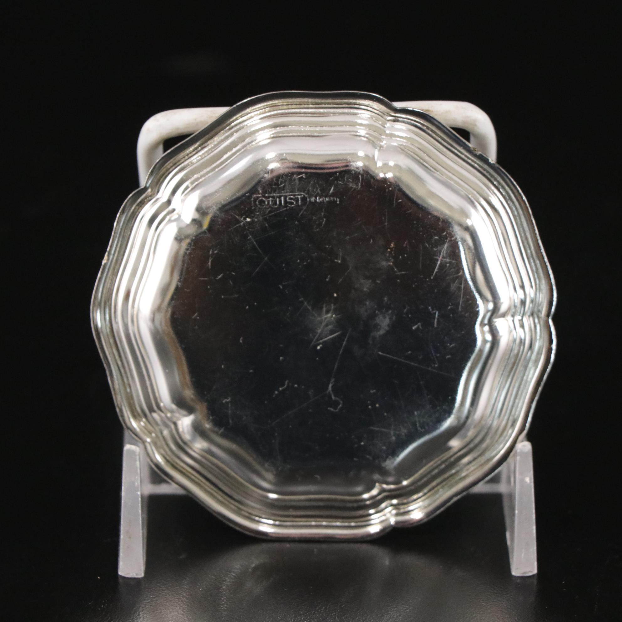 Silver Plate Meat Platters, Dessert Plates, and Cobalt Glass Condiment Cups