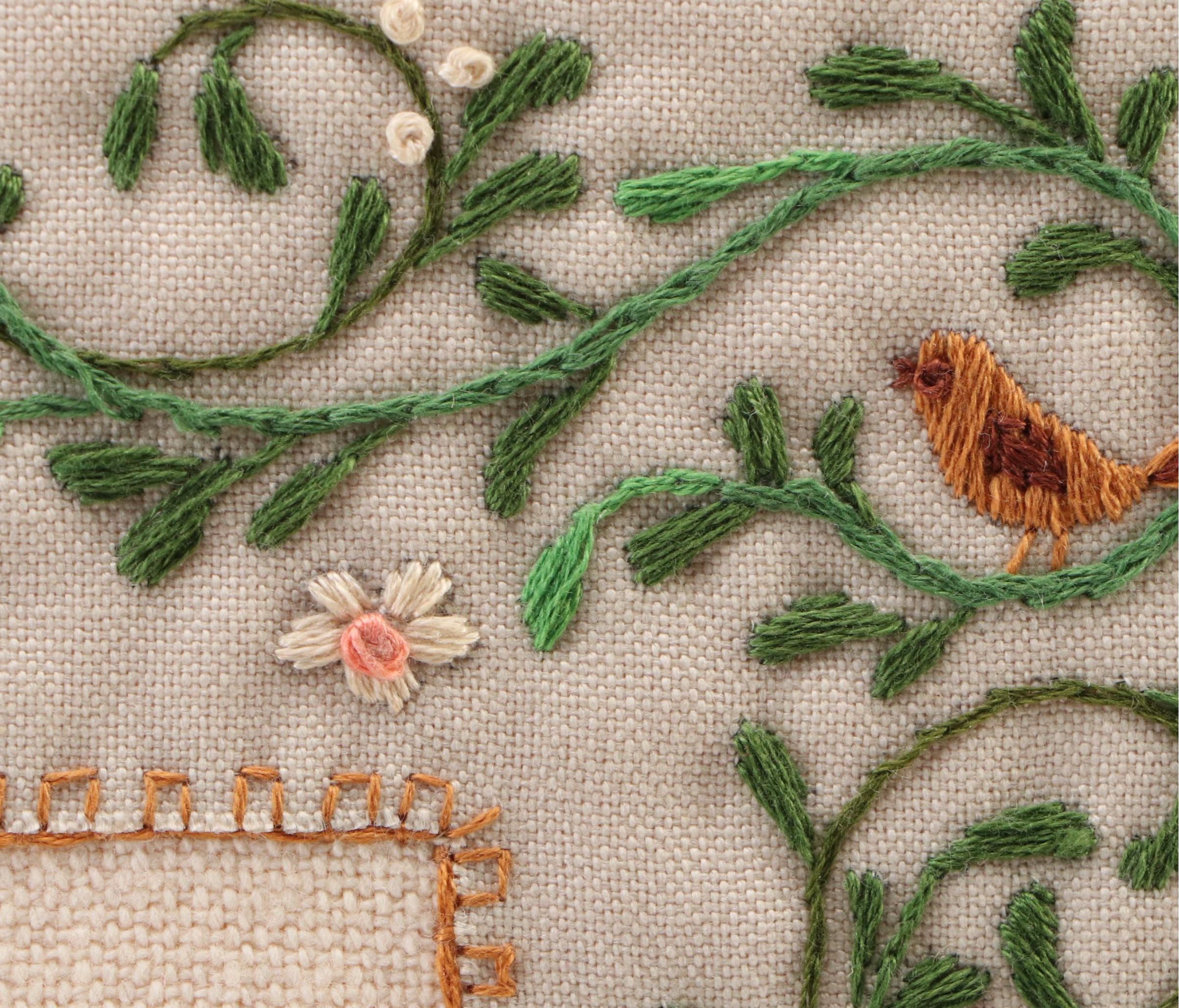 Embroidery and Fabric Collage Panel Featuring 18th Century Couple