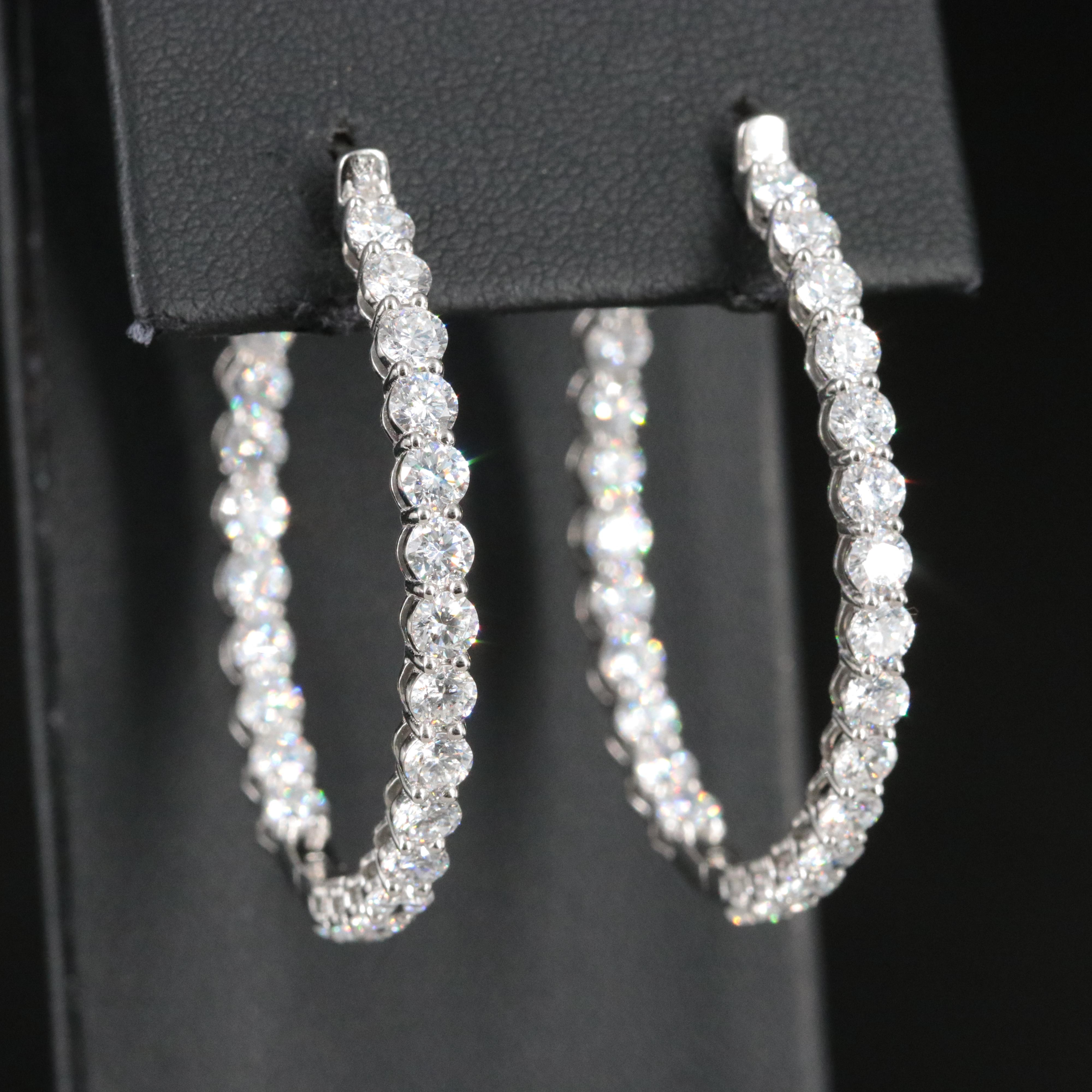 Platinum 6.45 CTW Lab Grown Dimaond Inside Out Hoop Earrings