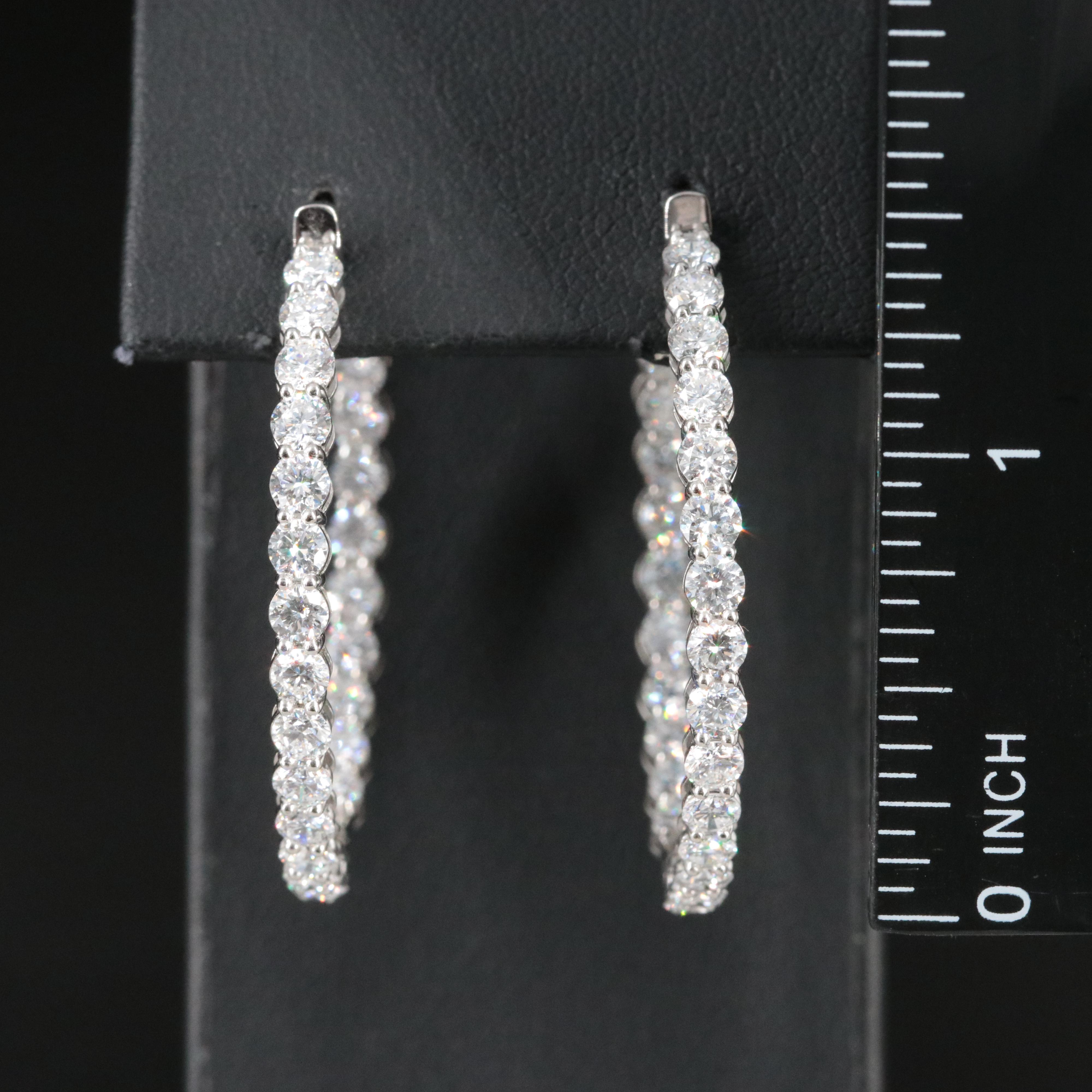 Platinum 6.45 CTW Lab Grown Dimaond Inside Out Hoop Earrings