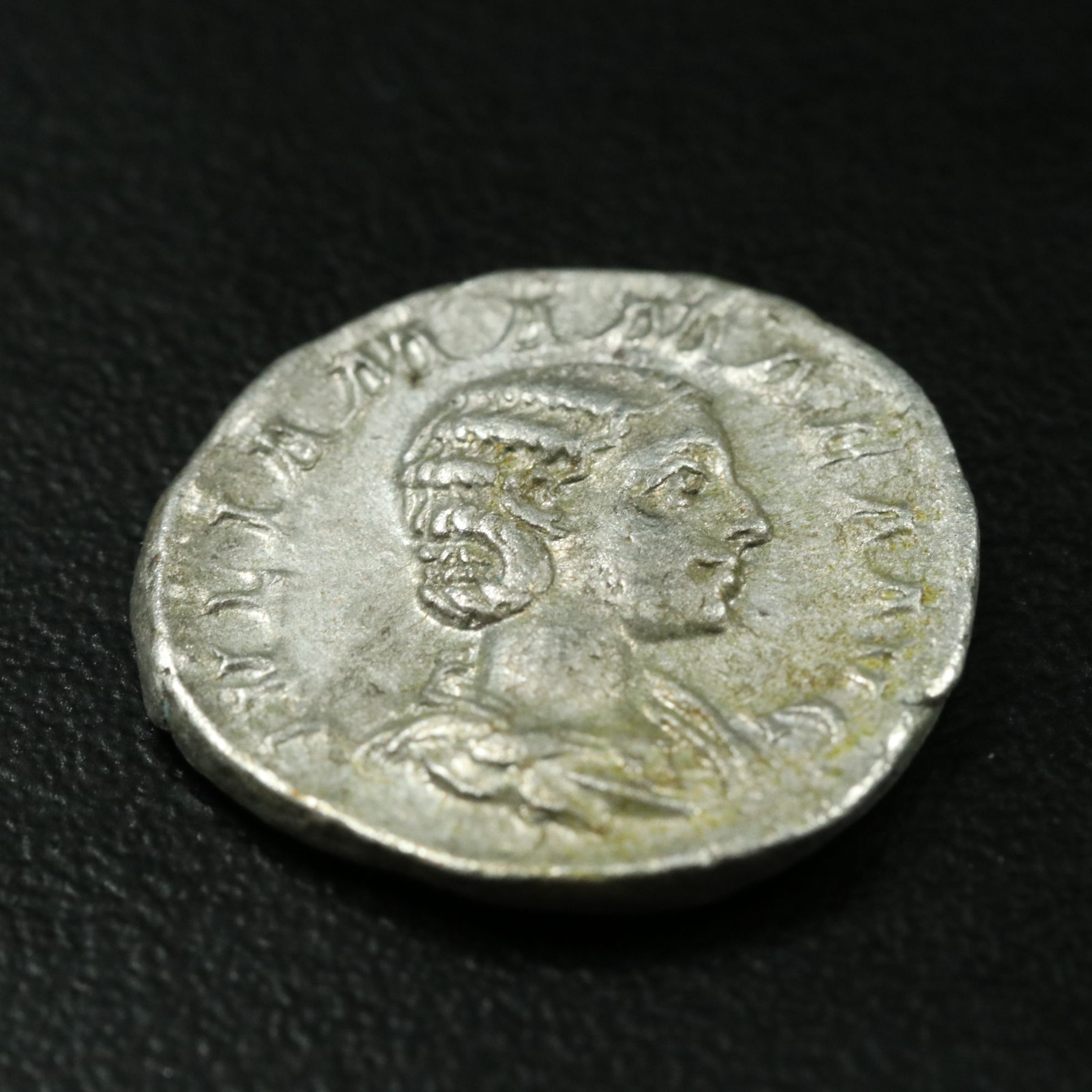 Ancient Roman Imperial AR Denarius Coin of Julia Mamaea, ca. 222 A.D.