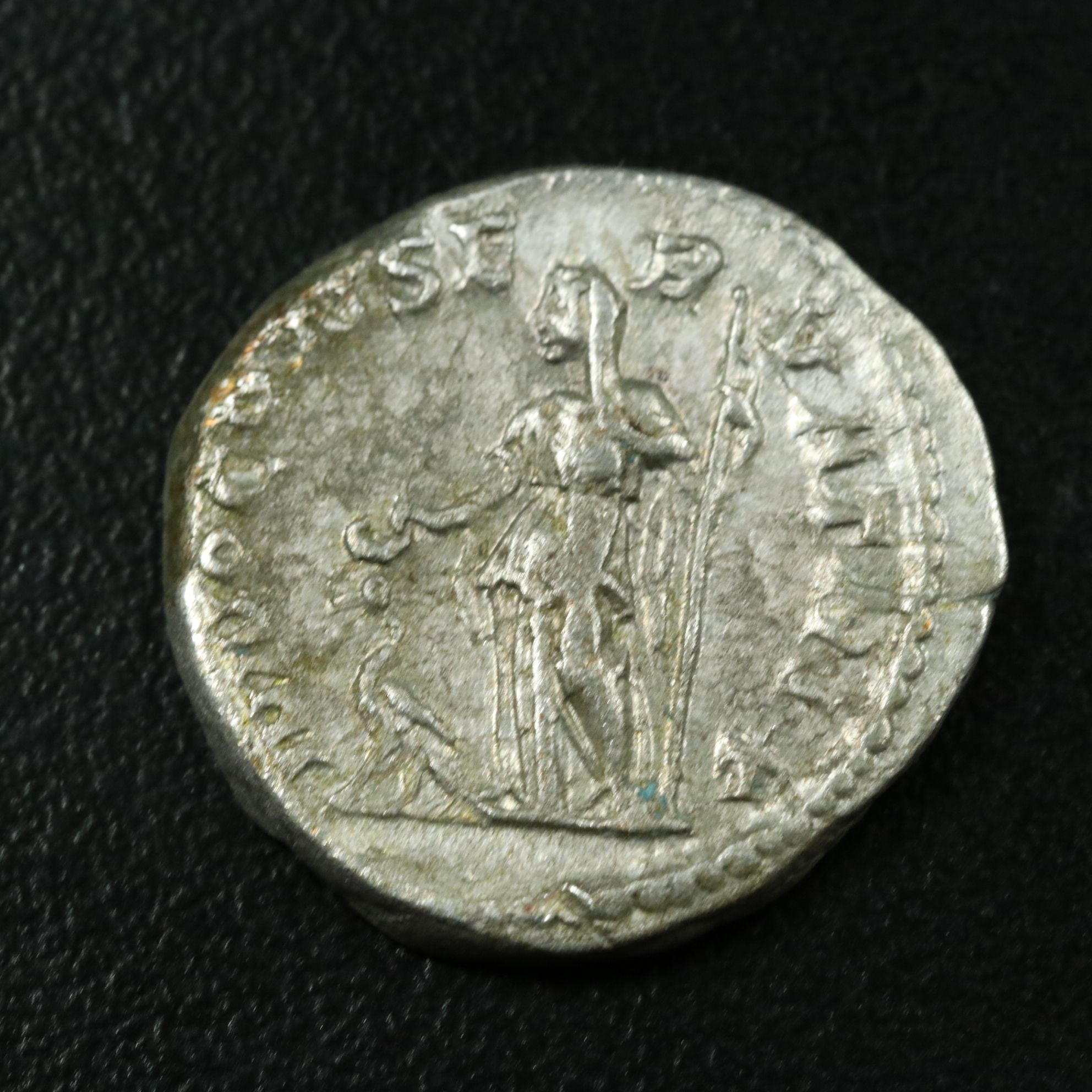 Ancient Roman Imperial AR Denarius Coin of Julia Mamaea, ca. 222 A.D.
