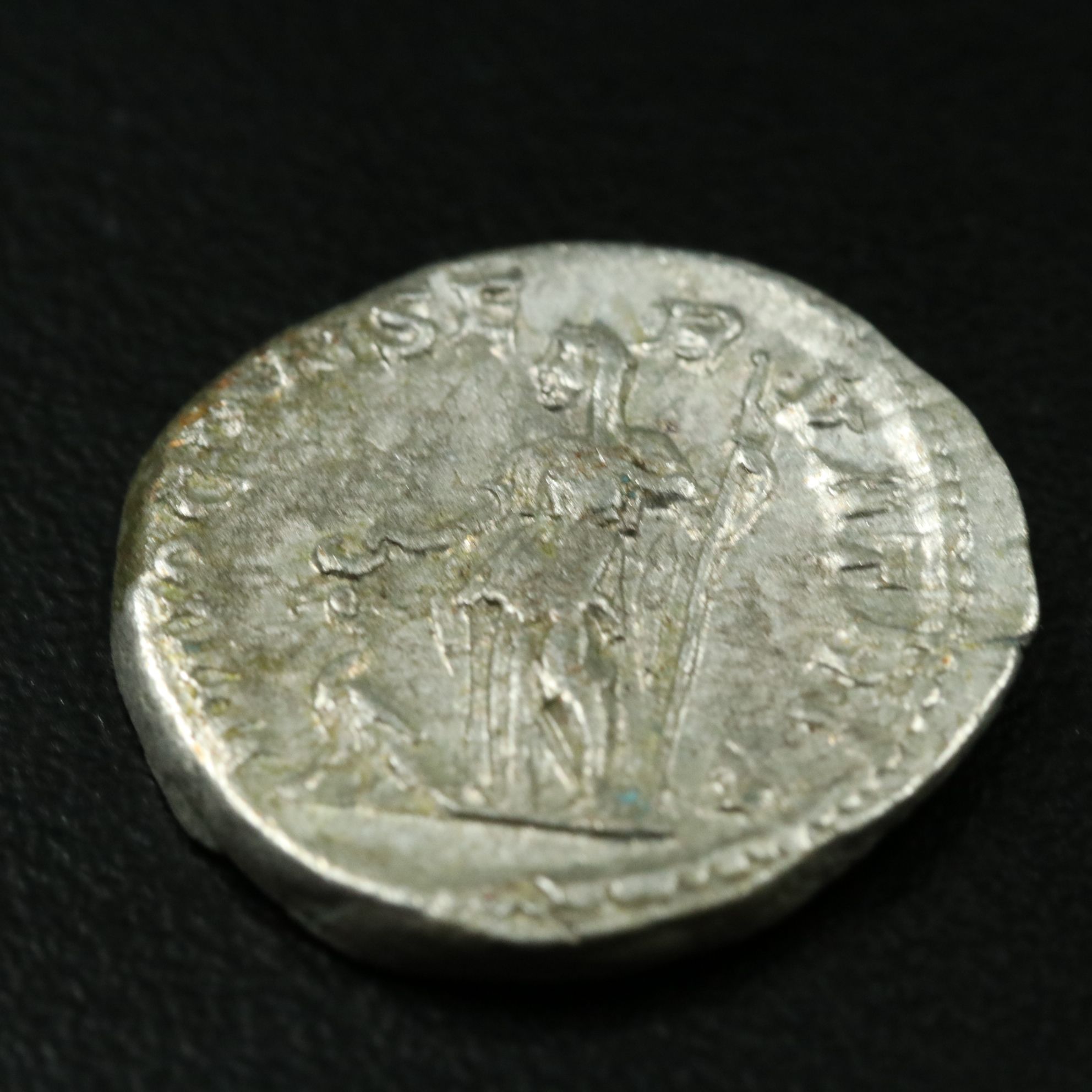 Ancient Roman Imperial AR Denarius Coin of Julia Mamaea, ca. 222 A.D.