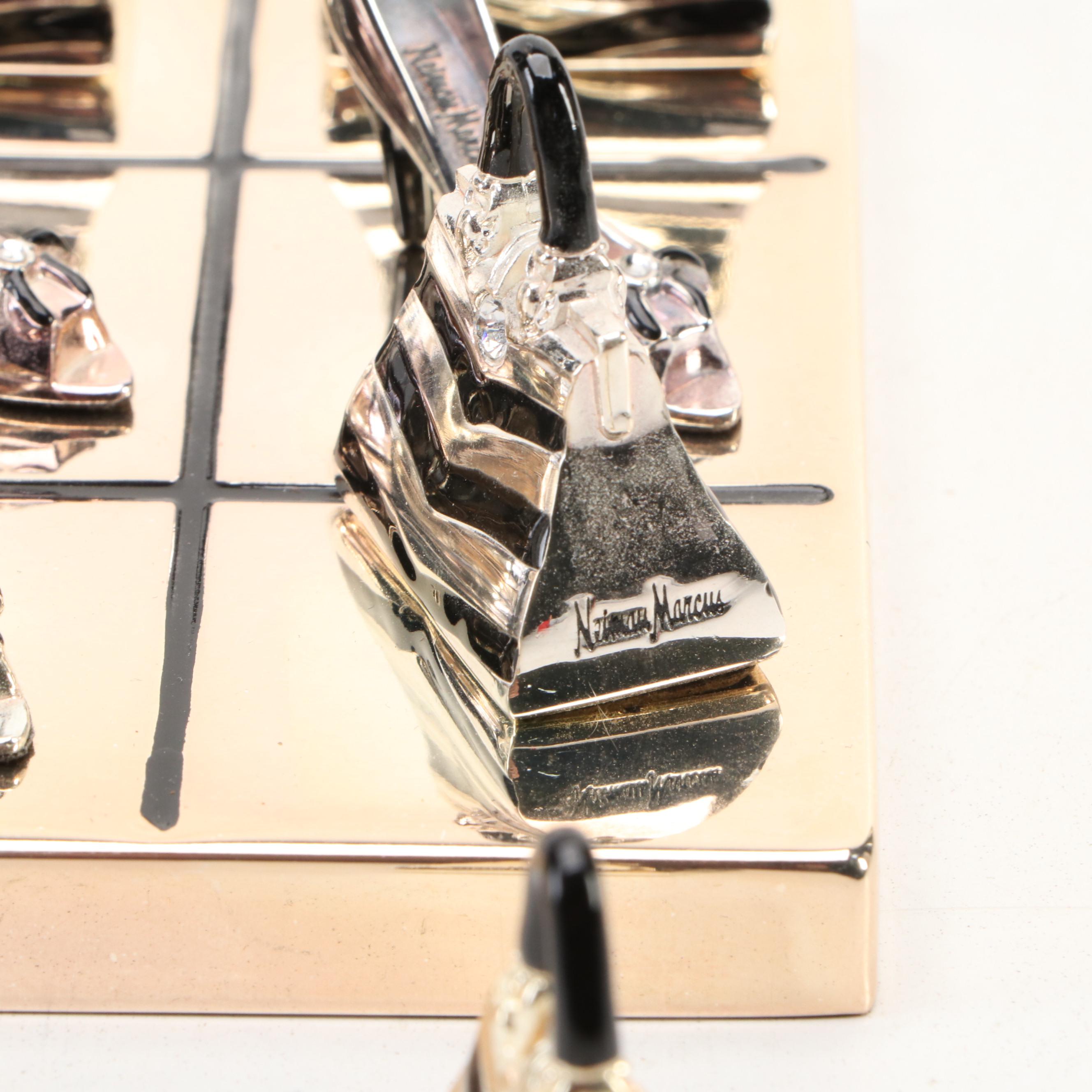 Neiman Marcus Shoe and Handbag Enameled Metal Tic-Tac-Toe Game