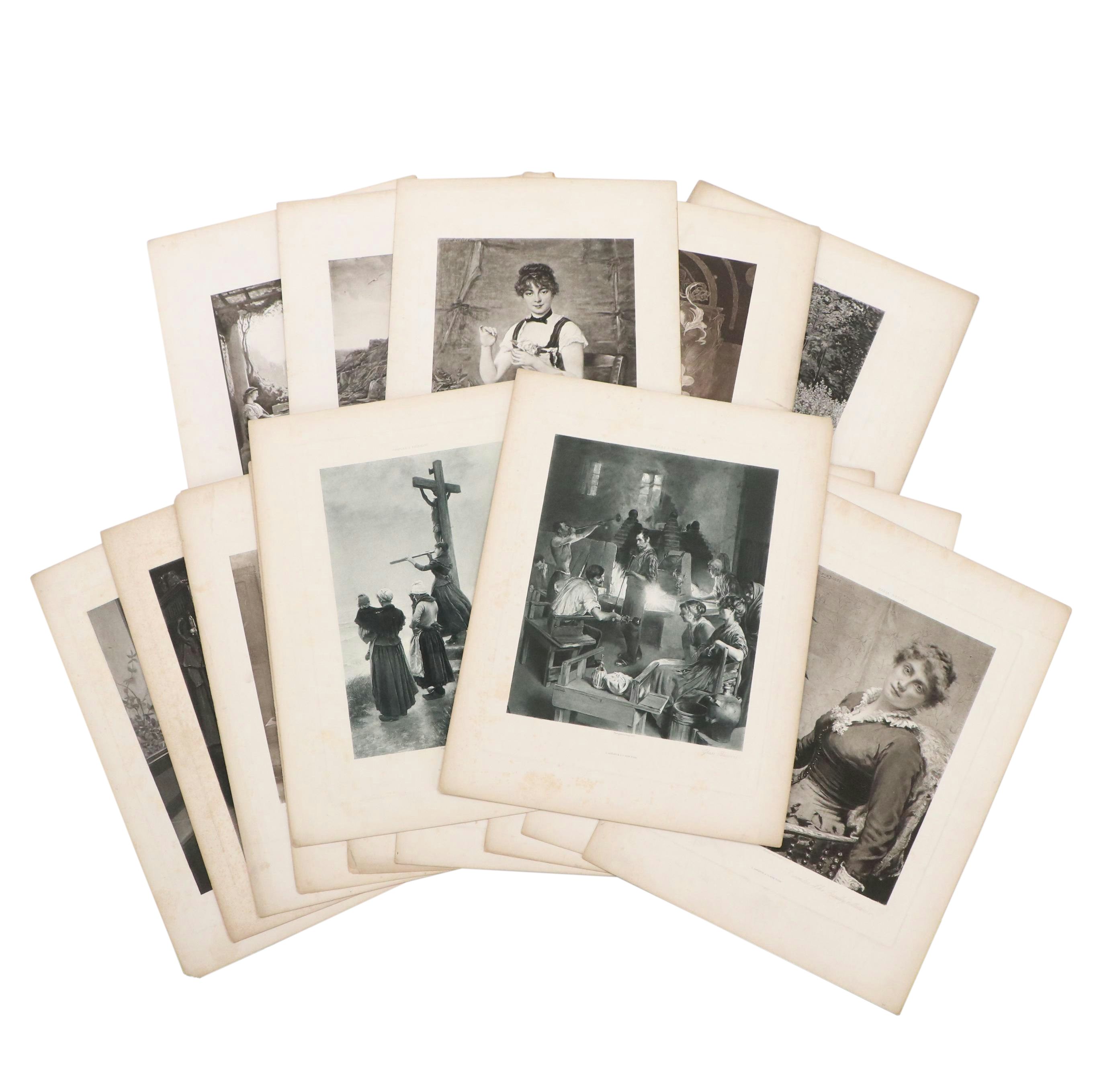 Lot of Photogravures After Various Artists, Late 19th or 20th Century